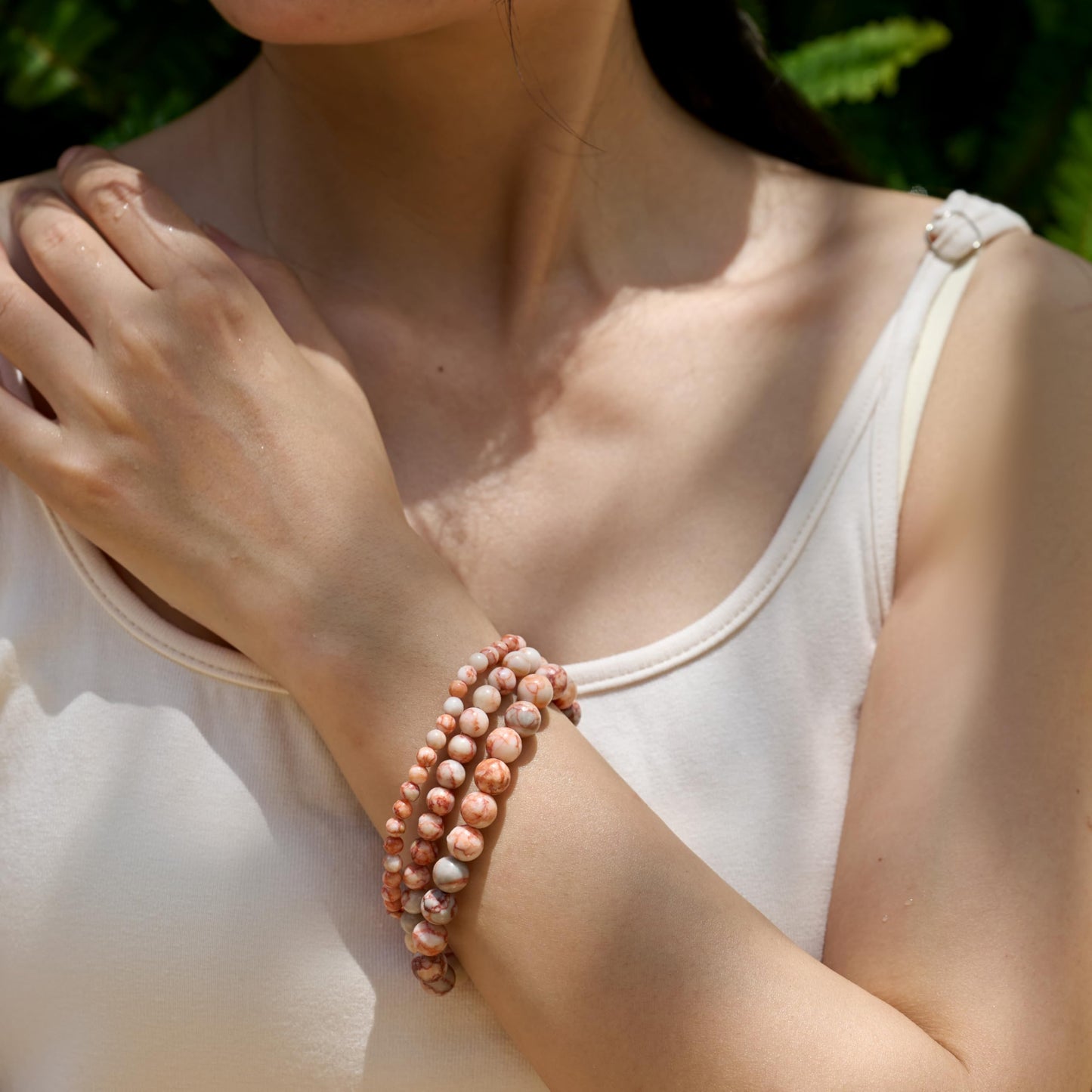 Bivei Red Vein Jasper-Ignited Passion-4mm Beaded Bracelets for Women Handmade Semi Precious Natural Stone Stretch Elastic Jewelry Yoga Protection Gifts