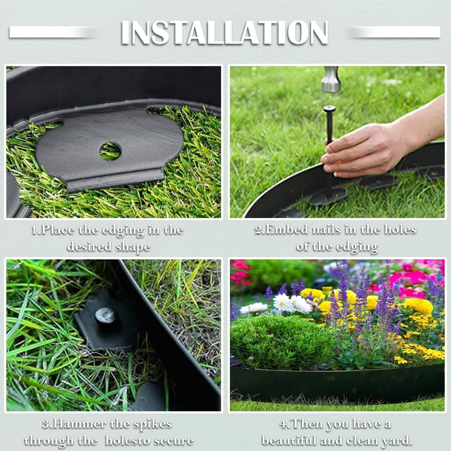 80 ft Fence Edging for Landscaping Include Garden Pruning Scissors,80 Spikes,80 ft Lawn Edging Edging for Landscaping Edging and Garden Edging and Garden Border and Flower Bed Edging (Black-80ft)