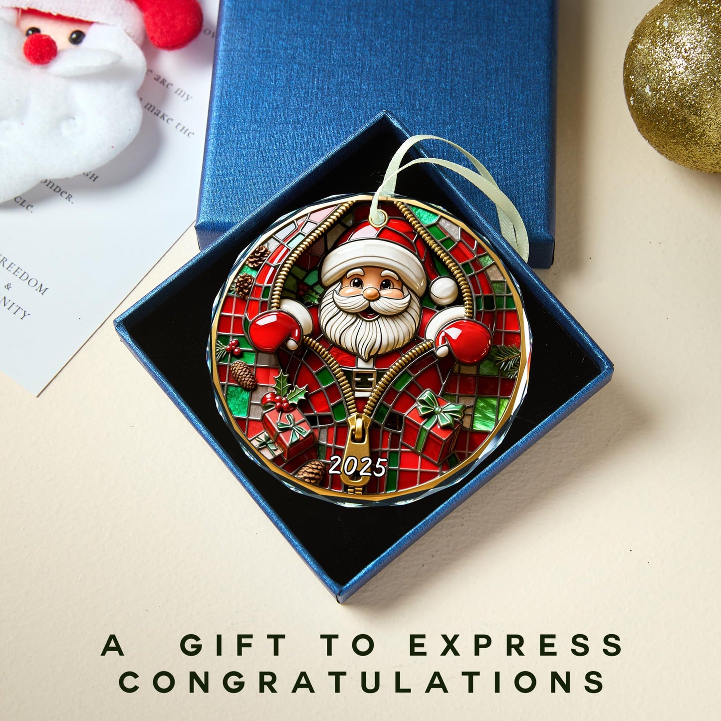 Christmas Tree Fun Santa Claus Decorations, Christmas Ornaments 2025，Painted Glass Style, Unique for Adults