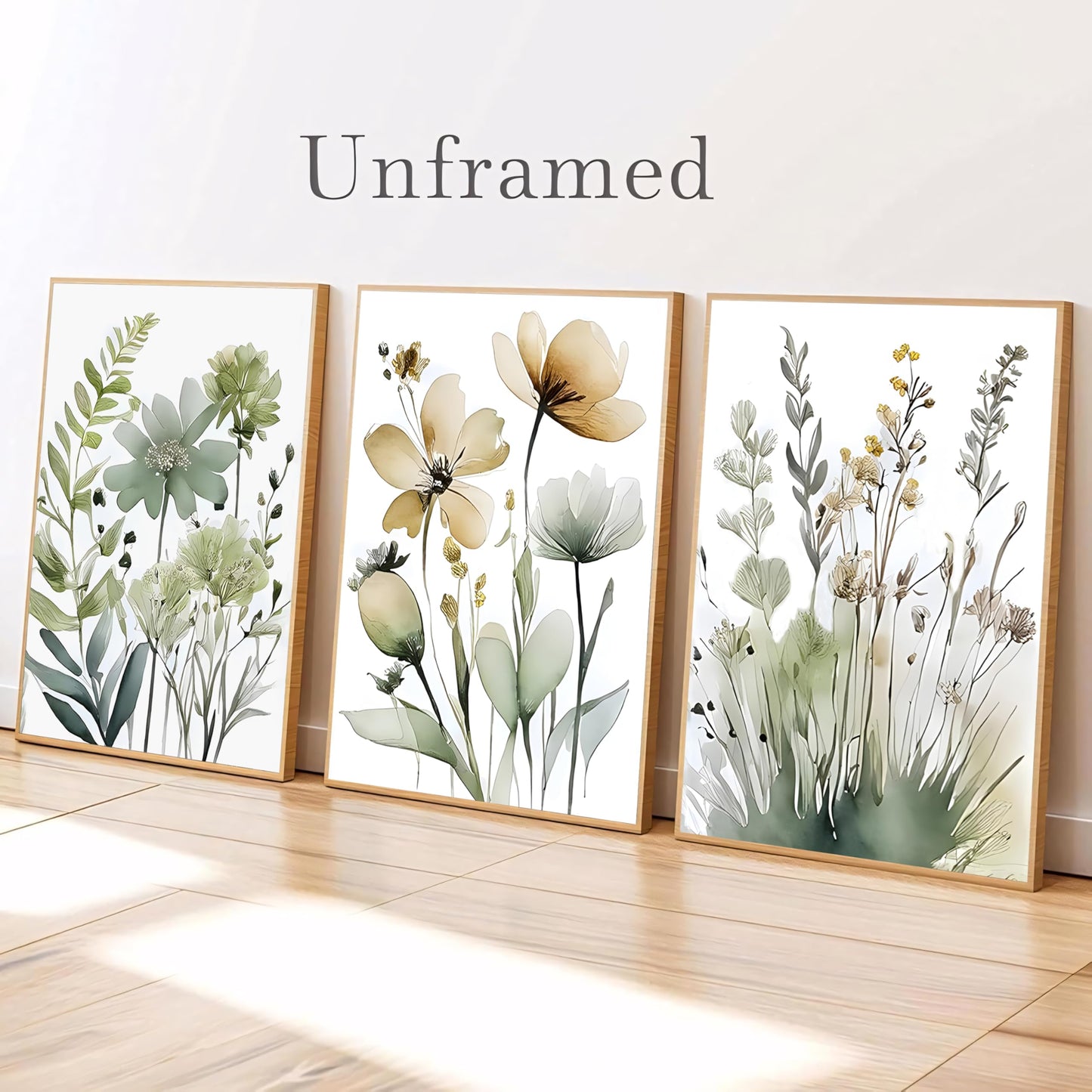 tgguytiy Sage Green Botanical Posters Set of 3 – Boho Floral Wall Art Prints, Minimalist Flower Artwork for Bedroom, Bathroom, Living Room, Aesthetic Plant Pictures Home Decor 24x16 Inch Unframed