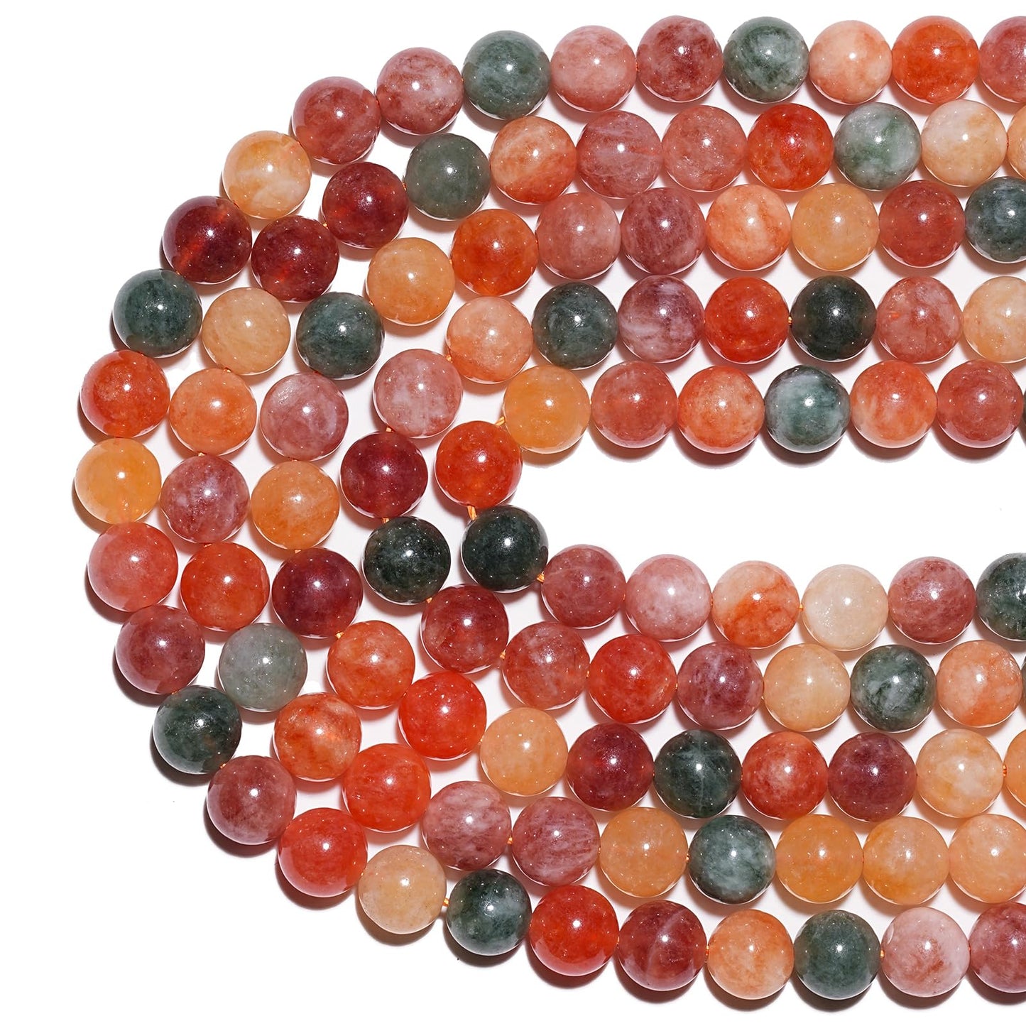 10mm Natural Colorful Rabbit Hair Crystal Gemstone Beads Polished Round Smooth Stone Beads for Bracelets Jewelry Making 15inch Loose Beads