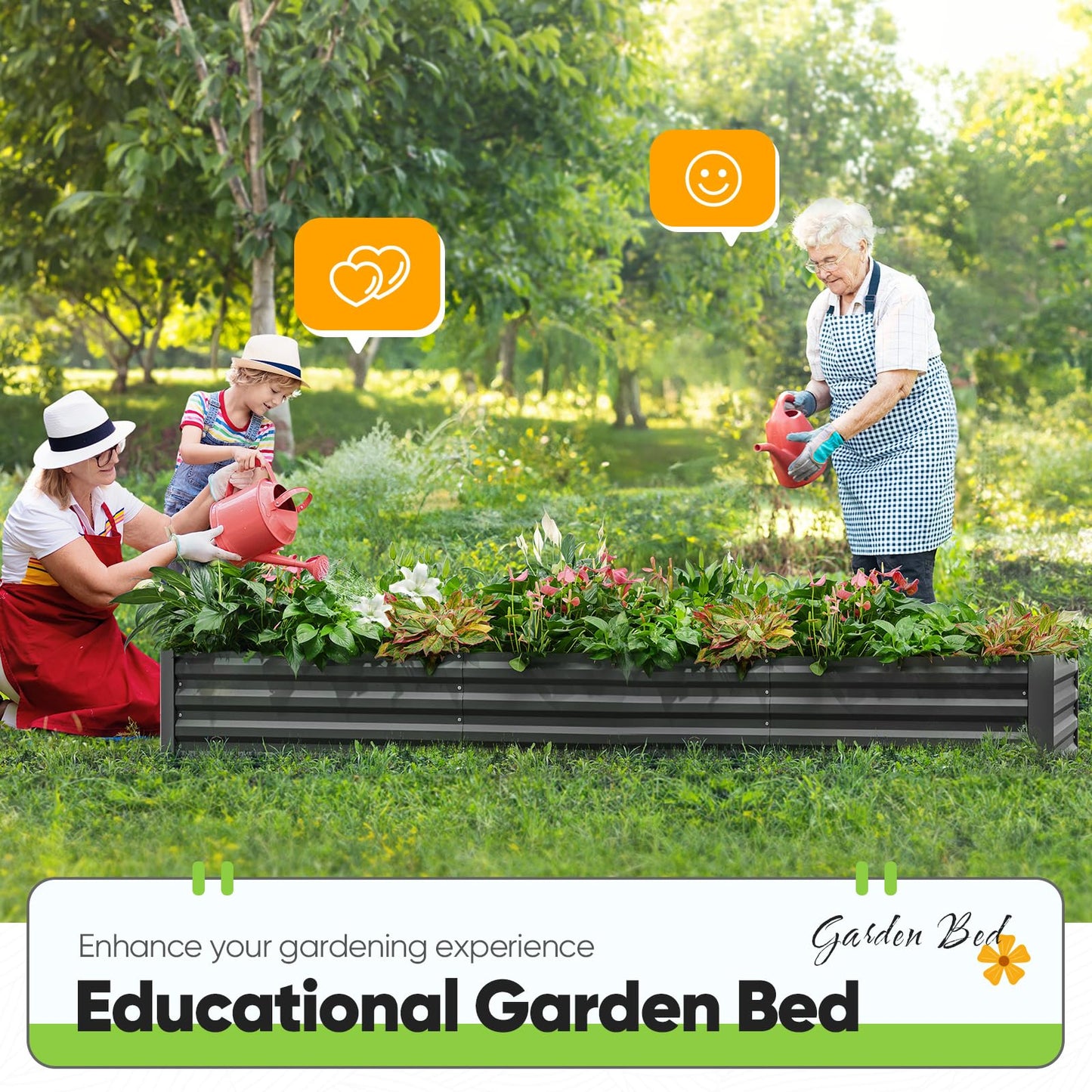 Quictent Raised Garden Bed Galvanized Raised Beds for Gardening Vegetables with Cover 8x4x1 ft Metal Planter Box Outdoor Use (Clear)