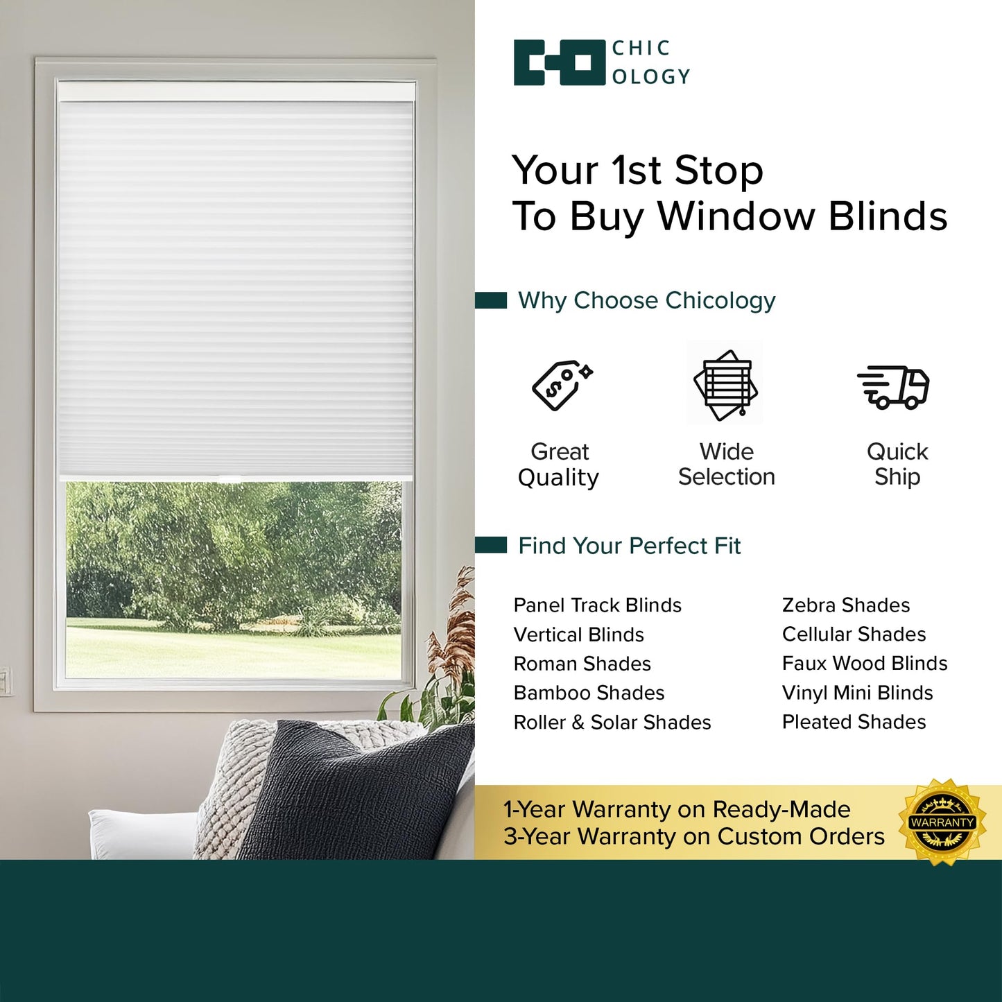 CHICOLOGY Cellular Shades , Window Blinds Cordless , Blinds for Windows , Window Shades for Home , Window Coverings , Cellular Blinds , Door Blinds , Morning Mist, 30"W X 64"H