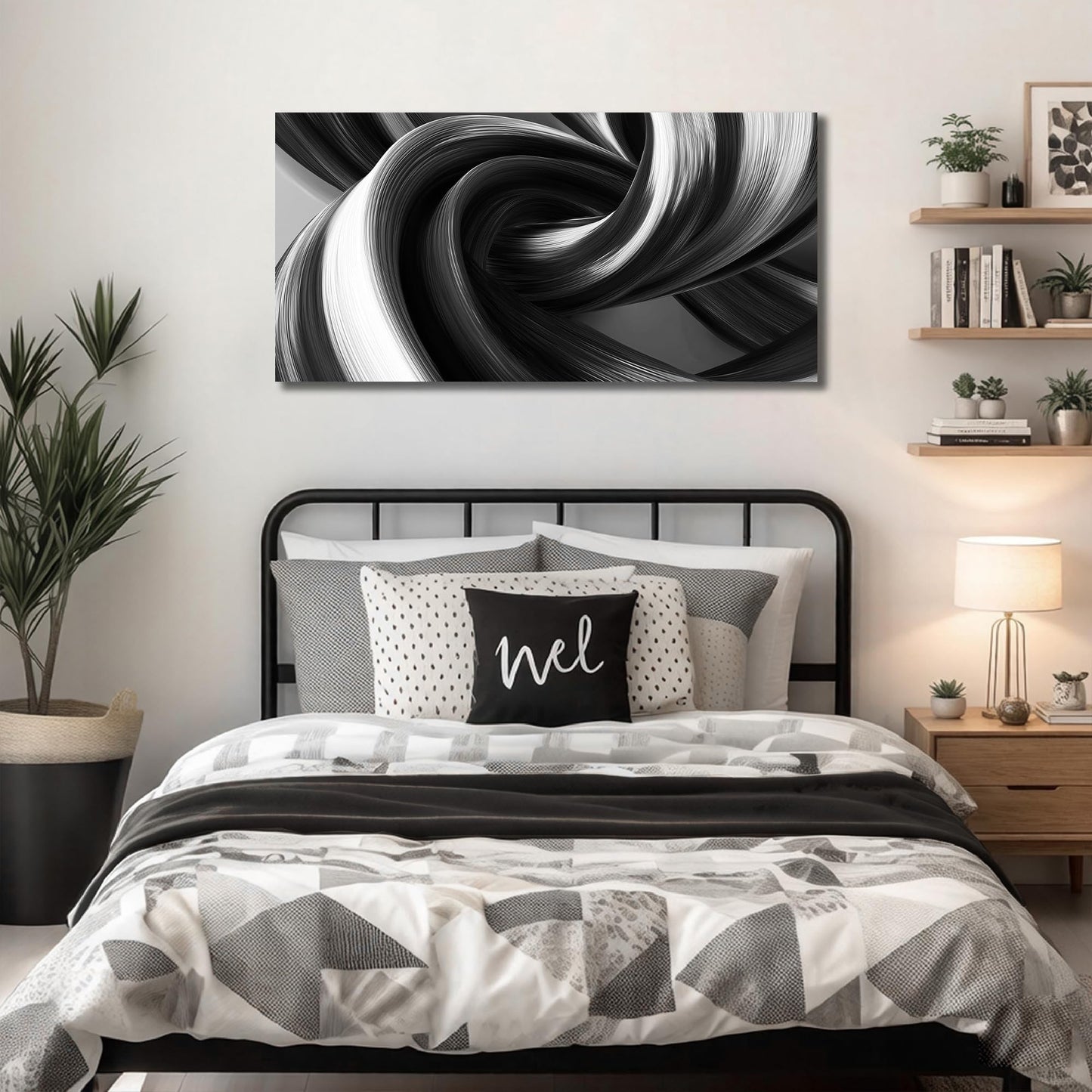CIRABKY Abstract Canvas Wall Art for Living Room Black and White Wall Decor for Bedroom Minimalist Wall Art for Office 20 x 40 Inch