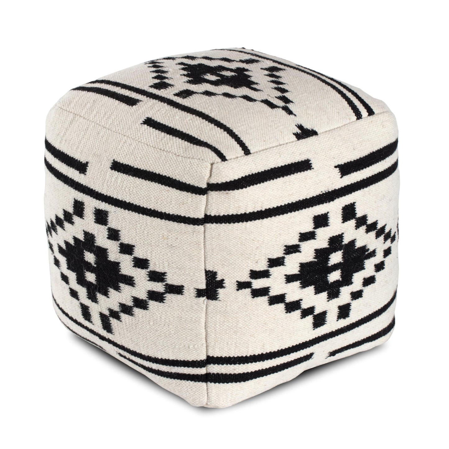 Anji Mountain Pouf Ottoman Foot Rest, Handmade Ottoman Pouf, Comfortable Foot Stool, Decorative Floor Seating for Living Room Decor, Bedroom & Home Décor Accent - Carbon Ikat