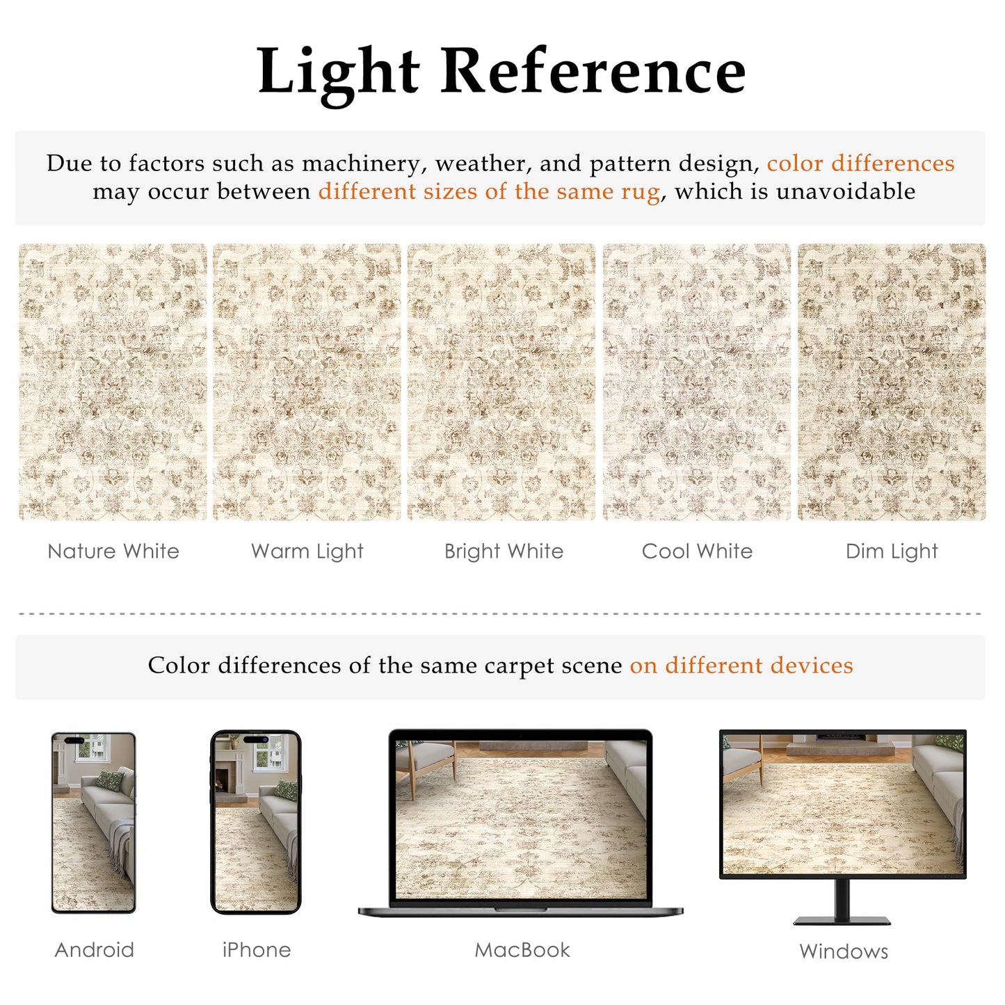 WondRg 8x10 Washable Neutral Area Rug Beige Vintage Living Room Bedroom Carpet Non-Slip Soft Low Pile Farmhouse Indoor Large Throw Rug for Dining Room Office