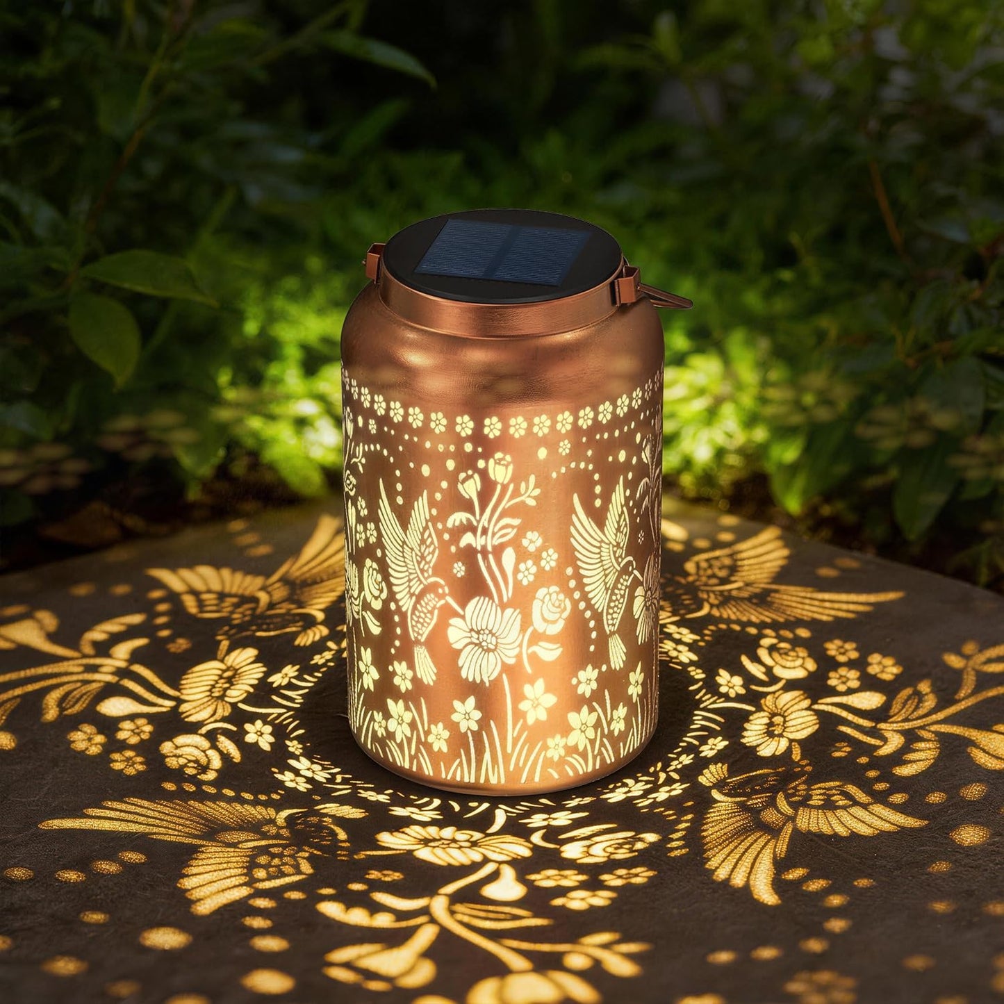 JEJOT Hummingbird Solar Lanterns Outdoor Waterproof, Mothers Day Gifts, Birthday Gifts for Women Mom Grandma,Metal Hanging Solar Lantern for Yard,Garden,Porch Landscape Deconrations-1 Pack
