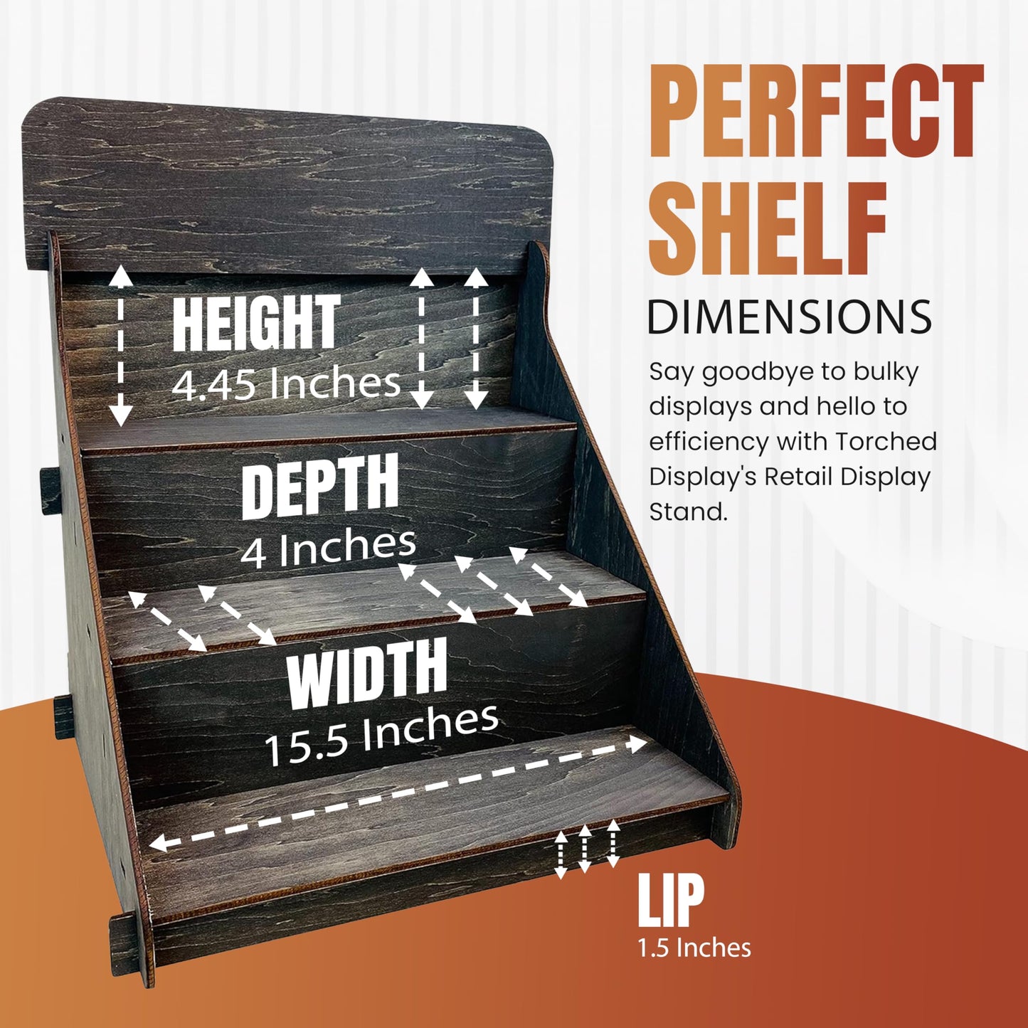 Torched Wooden Portable Retail Table Display Stand Countertop 3 Step Riser Craft Shows, Farmers Markets Tradeshows… (Ebony)
