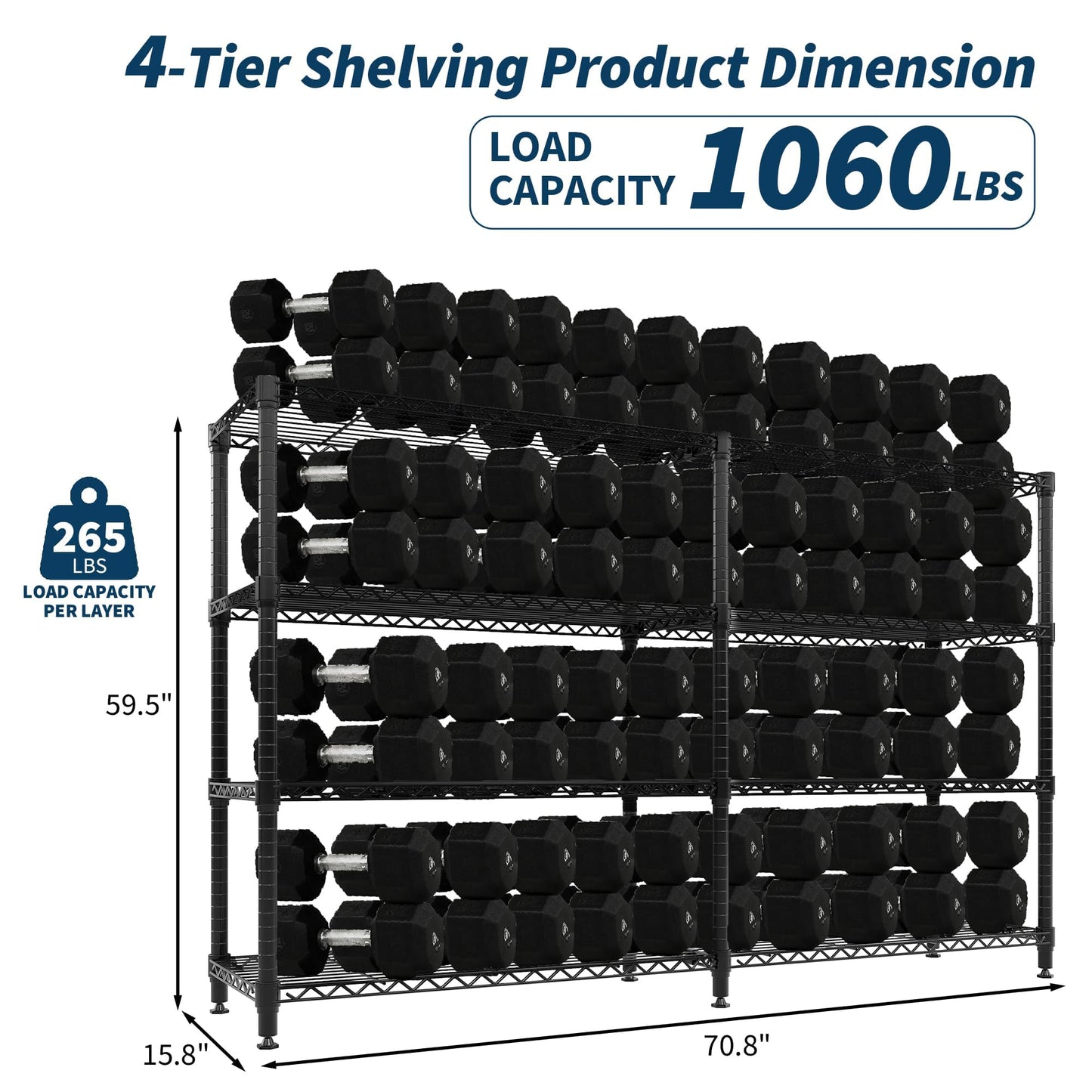 Garvee 70.8" W Storage Shelves Metal Shelving Unit, 4-Tier Heavy Duty Wire Shelving Extra Wide L-Shaped Storage Rack for Apartment Pantry Kitchen Corner Bedroom