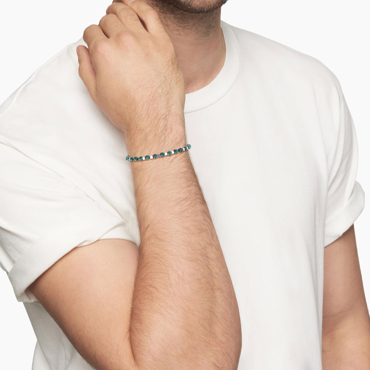 GAVU 4mm Men’s Malachite Bracelet, Italian Crystal Bracelet for Men
