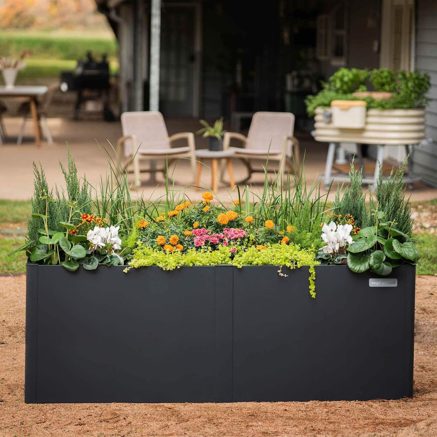Vego garden 32" Extra Tall Raised Garden Bed, 27" x 53" Modern Raised Garden Beds Kit, Metal Planter Box for Vegetables Flowers Fruits, Midnight Blue