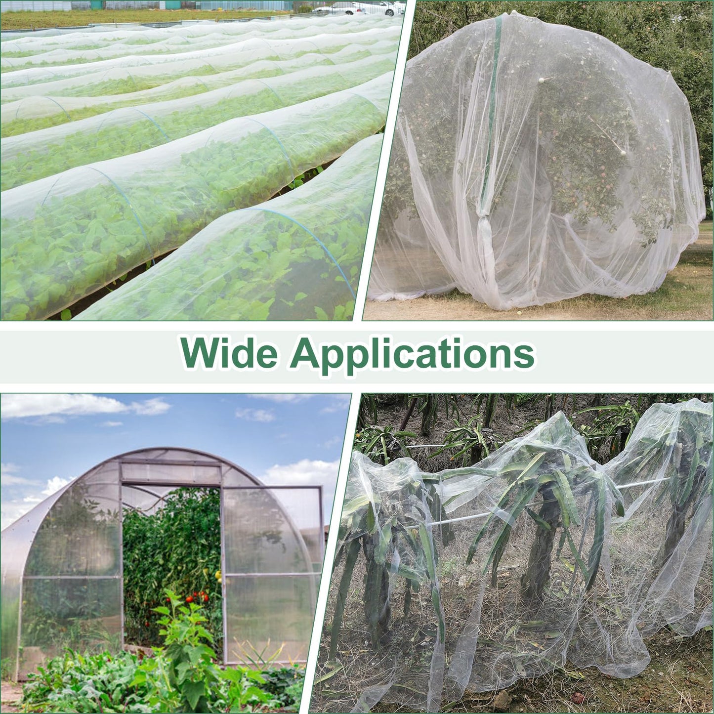 Garden Netting Pest Barrier 10 x 50FT Garden Mesh Netting Insect Netting Garden Neting for Raised Beds Garden Insect Barrier Plant Mesh Cover for Vegetable Flowers Fruits Plants Greenhouse