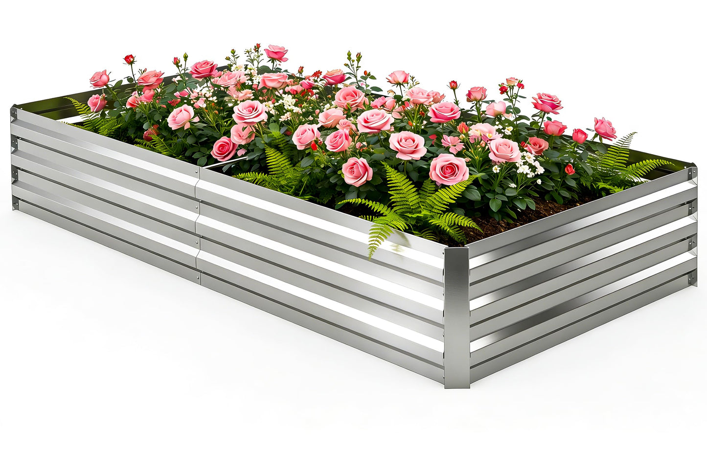 Tegarbed 6x3x1FT Galvanized Raised Garden Bed Outdoor Patio, Large Rectangular Metal Planter Boxes,Plant Container Kit for Gardening, Vegetables, Flowers, Herbs,Silver,1 Pack