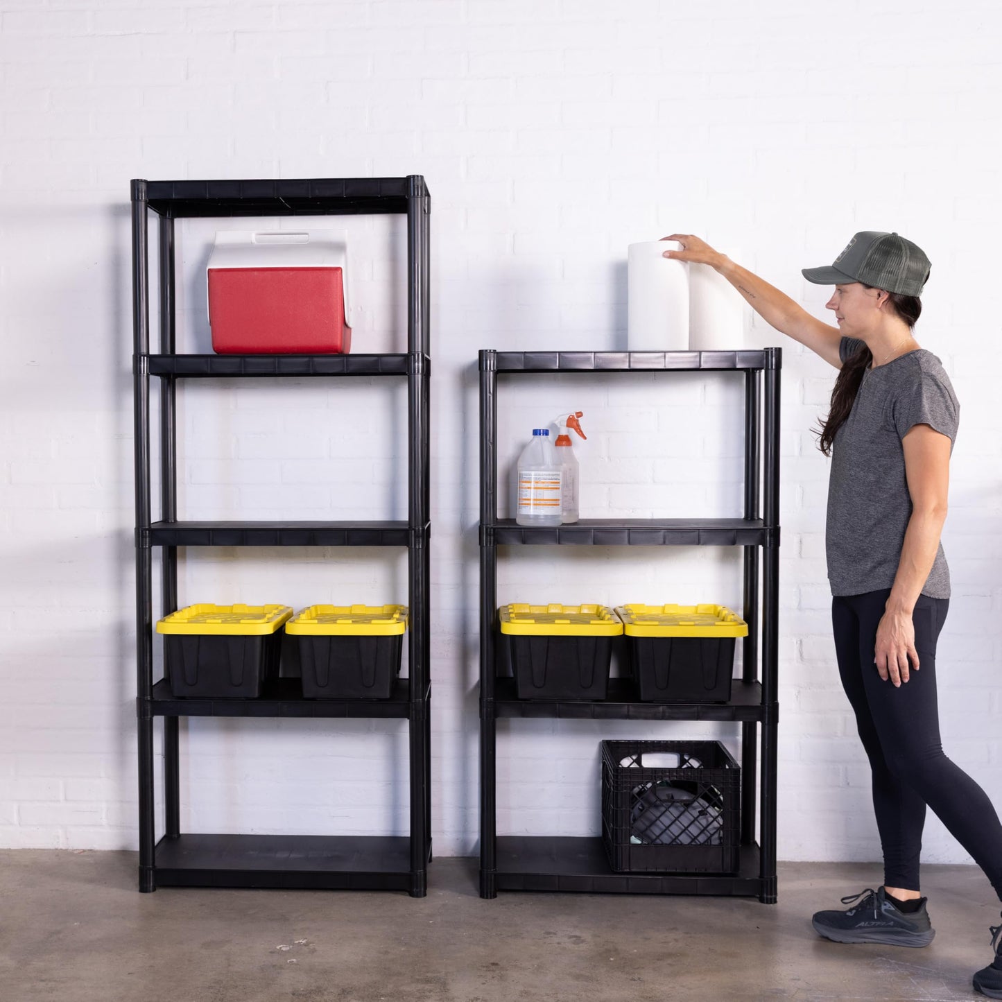 Plastic Milk Crate Storage Tote with Handles, 16-Quart Stackable Cube Organizer for Garage, Home, and Office, Made in the USA, 13" x 13" x 11" (1-Pack) - Black