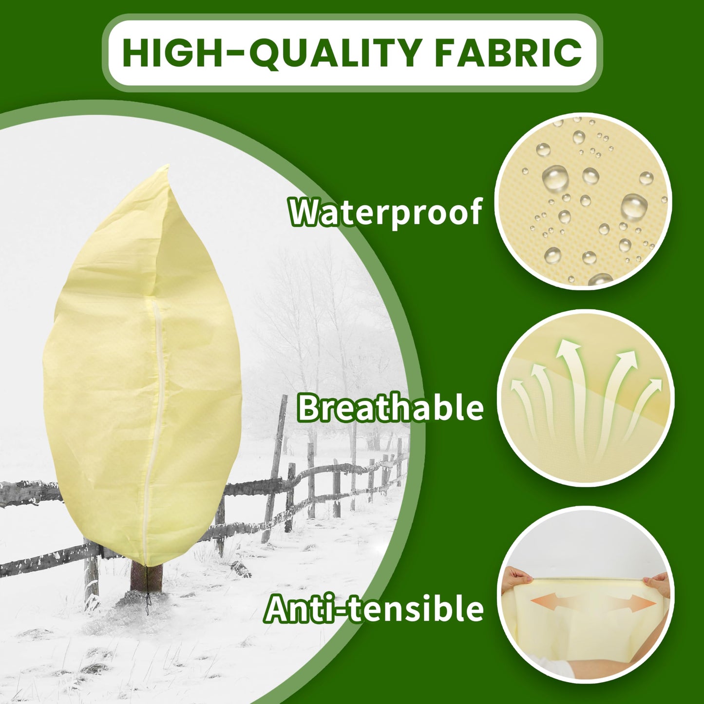 78x41inches Plant Covers Freeze Protection,2 Packs Thickened 2.82oz/yd² Frost Cloth for Outdoor Plants,Winter Tree Covers with Zipper&Drawstring,Plant Blanket for Winter Plant Covers Freeze Protection