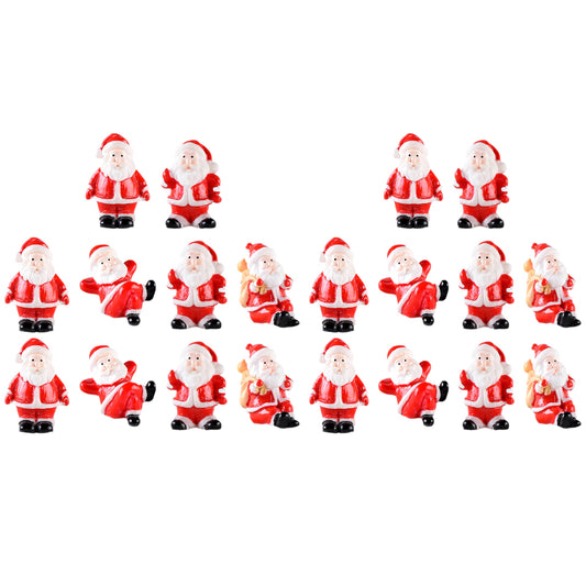 LOGOFUN 20PCS Mini Santa Claus Figurines Miniature Christmas Figurines Mini Resin Santa Claus Decorations for Xmas Party Supplies - Ramdon Style