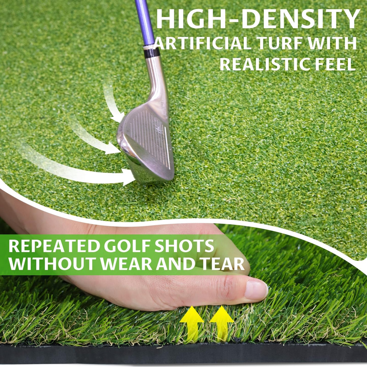 Bltend Dual-Turf Golf Mat: 5x4ft 31MM Thickened Heavy-Duty Golf Hitting Mats Practice Outdoor/Indoor, Artificial Turf Training Matt with 9 Balls, 8 Tees for Driving, Chipping, Swing