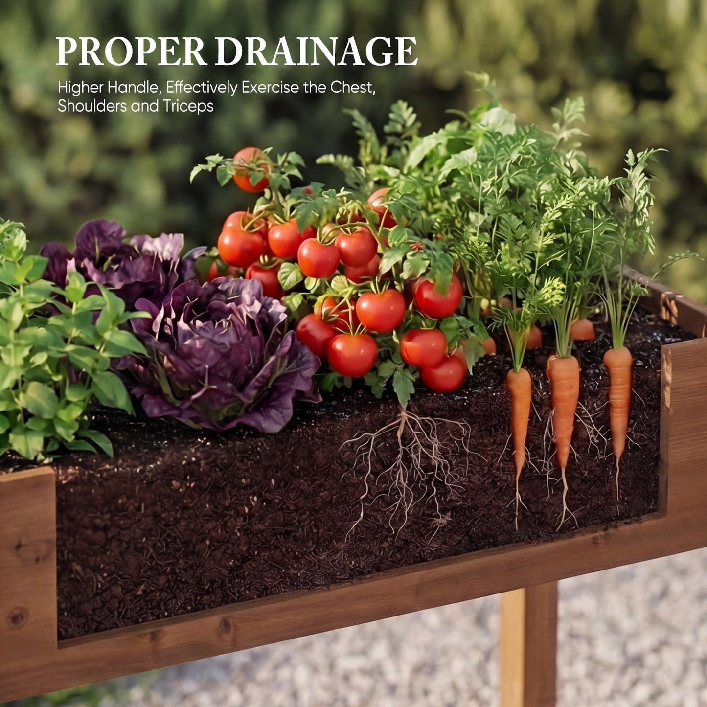 DUMOS Raised Garden Bed with Legs, 72x23x30 Inch Planter Box Outdoor with Liner for Herbs Flowers Vegetables, Elevated Wooden Garden Bed for Patio, Balcony and Backyard, Brown