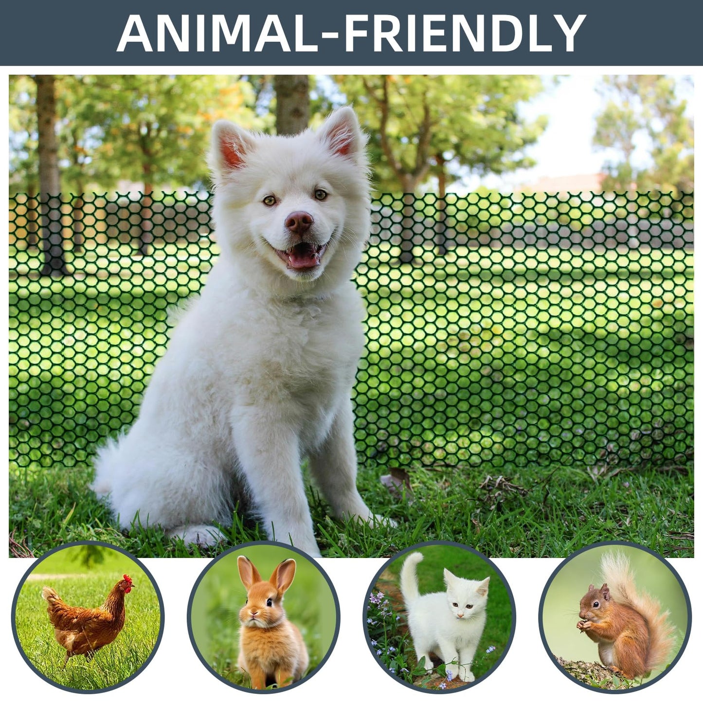 Plastic Wire Mesh Fence, 1.3ft x 50ft /15.7in x 600in Plastic Chicken Wire Fence Mesh Versatile Plastic Fencing Wire Netting Poultry Animal Barrier Fence with 150 Zip Ties for Garden & Farm, Green