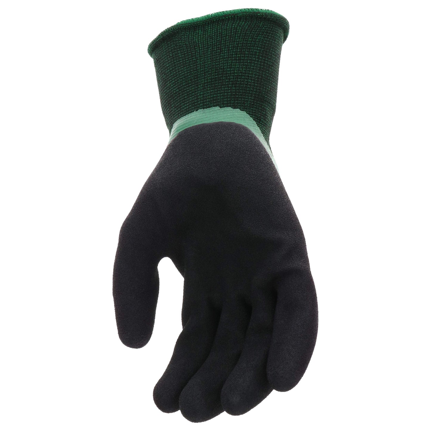 West Chester Scotts Men's Doubled Dipped Latex Work Gloves, Water Resistant, Excellent Grip, Abrasion Resistant, Green/Black, Large, (SC30602/L)