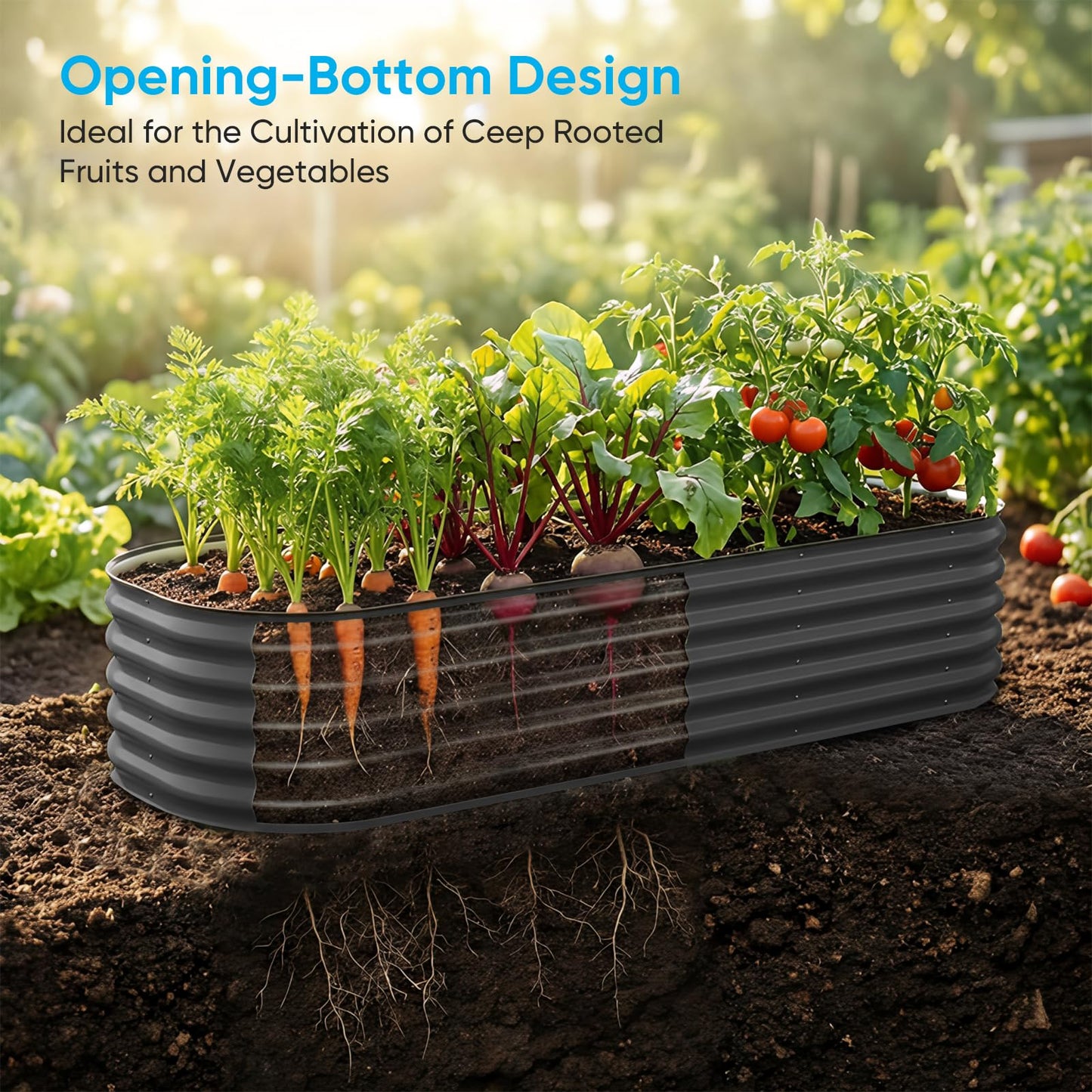 TABU Galvanized Raised Garden Bed Outdoor, 8x4x1.5 Ft Metal Planter Box with Anti-Cutting Edge, Rust-Resistant Garden Bed Kit for Outdoor Gardening, for Vegetables, Flowers, Herbs, Grey