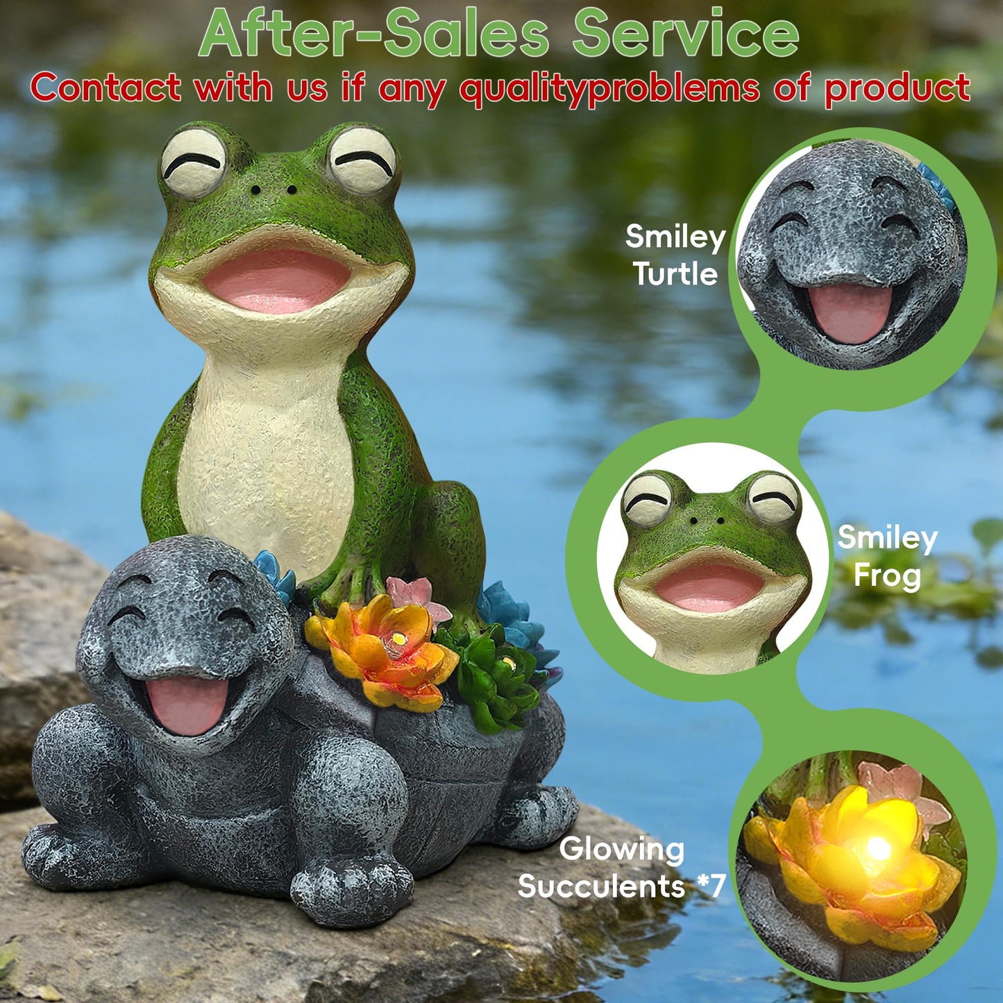 Solar Turtle Frog Garden Statue - Happy Turtle Frog Statue with LED Succulent,Garden Gifts,Outdoor Statues Decoration for Patio Backyard Yard Lawn Ornament,Birthday Gifts for Women Mom Grandma