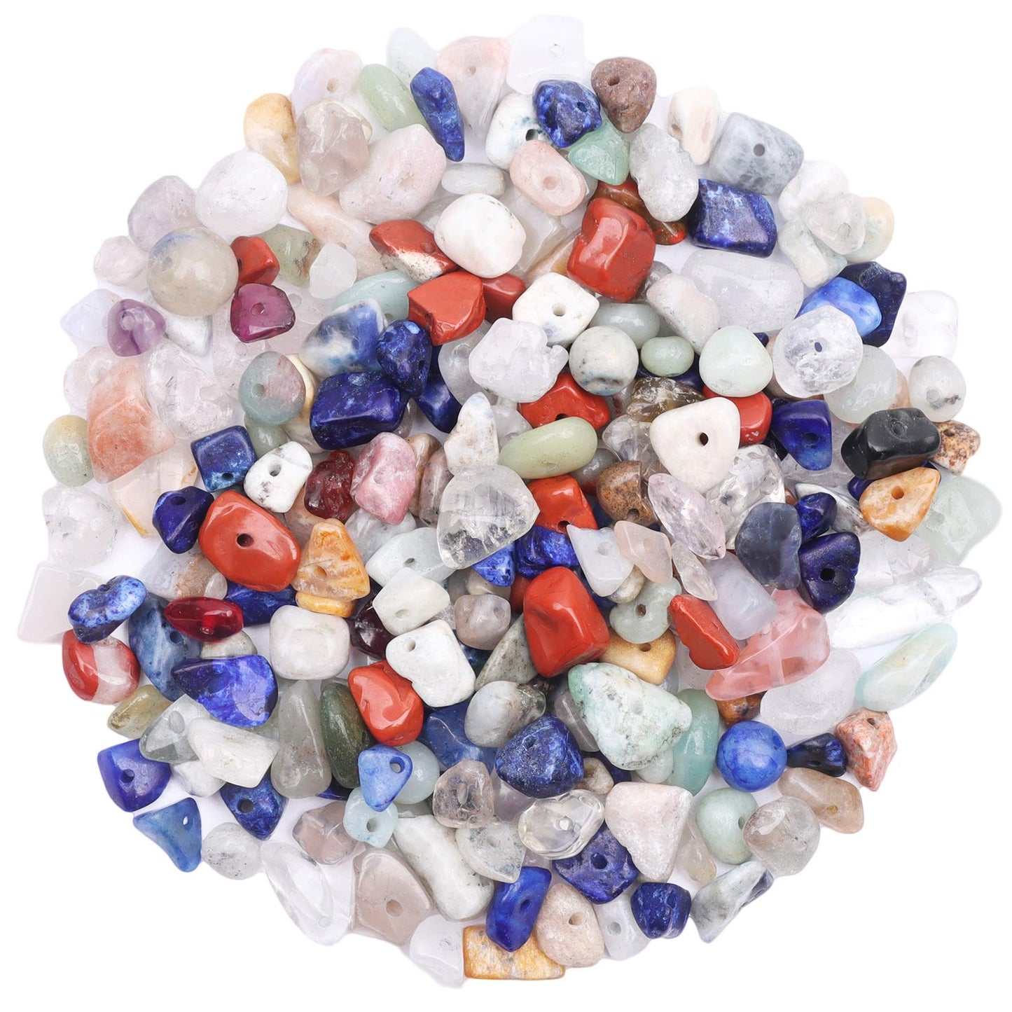500 pcs Natural Chip Stone Beads, Beach Stone 5-8 mm Irregular Gemstones Healing Crystal Loose Rocks Bead Hole Drilled for Jewelry Making Bracelet