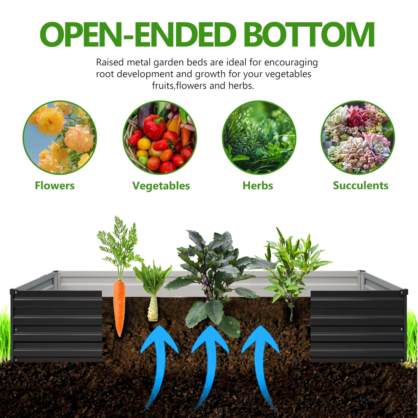 Easllre 2PCS 8x4x1ft Galvanized Raised Garden Bed Kit, Galvanized Planter Raised Garden Boxes Outdoor, Large Metal Raised Garden Beds for Vegetables,Black