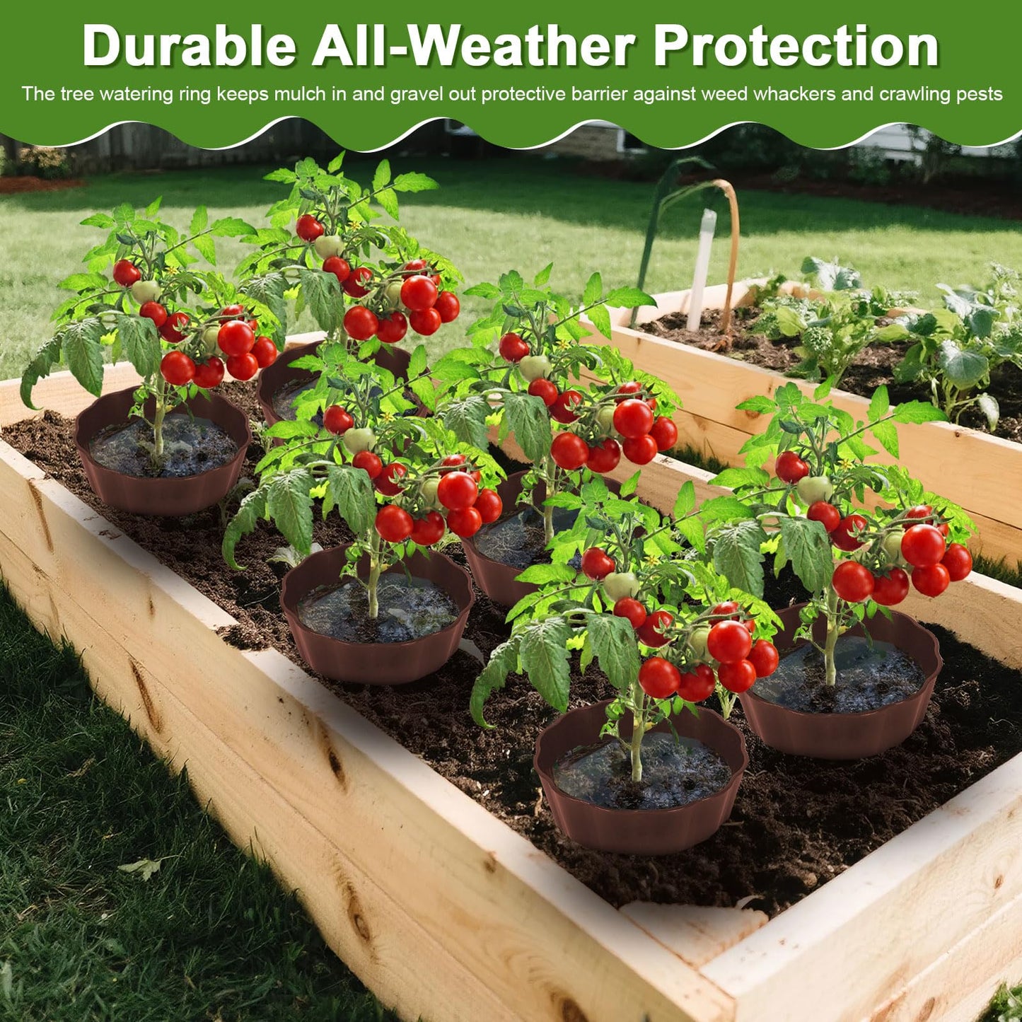 3 Pack Round Planting Grow Rings, 12" Planting Protective Round Edging, Plant Support Rings to Protects Plants, Deep Watering Plant Collars for Vegetables Herbs Flowers (Brown)
