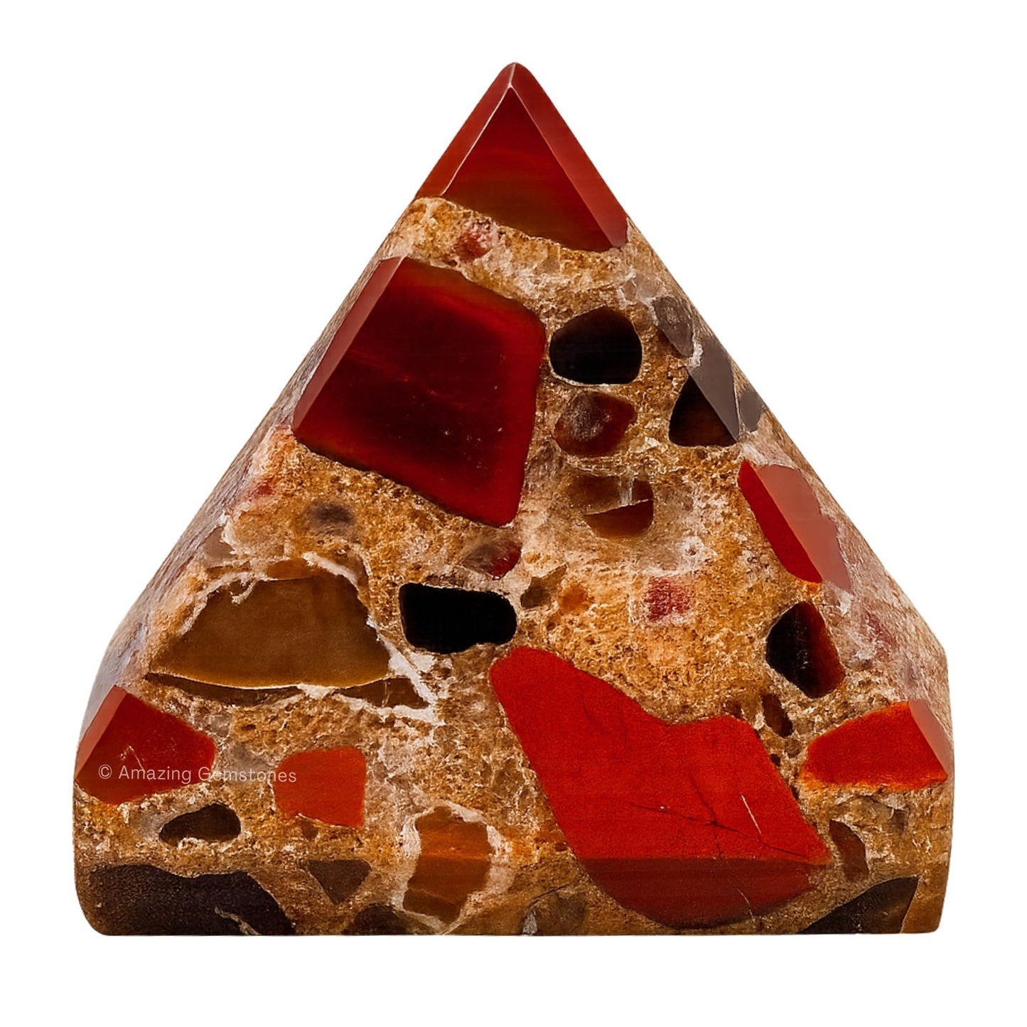Amazing Gemstone Spotted Jasper Pyramid Crystal Healing Stones - 2" Great Pyramid Figurine of Natural Stone Pyramid for Meditation, Reiki, Chakra Balancing and Crystal Pyramids Grid