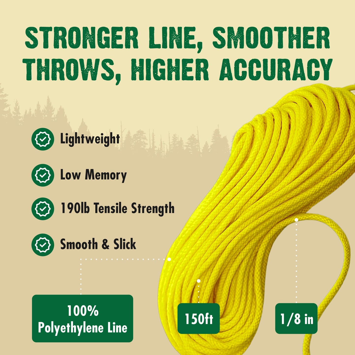 FORESTER 11oz Professional Throw Line Kit with Storage Bag | 150ft Polyethylene Throw Line, Arborist Throw Weight, and Throw Bag