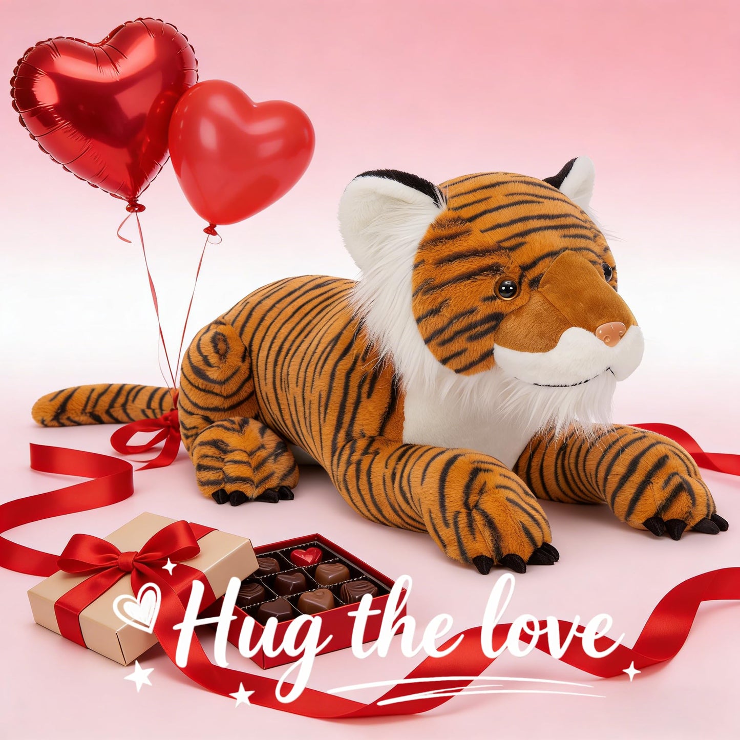 MaoGoLan Giant Tiger Stuffed Animal - 46” Realistic Tiger Plush Toy for Boy Girl Kid, Soft Fluffy Wild Cat Zoo Animal Toy Plush Pillow for Birthday Gift, Baby Shower Party Favor, Home Decor