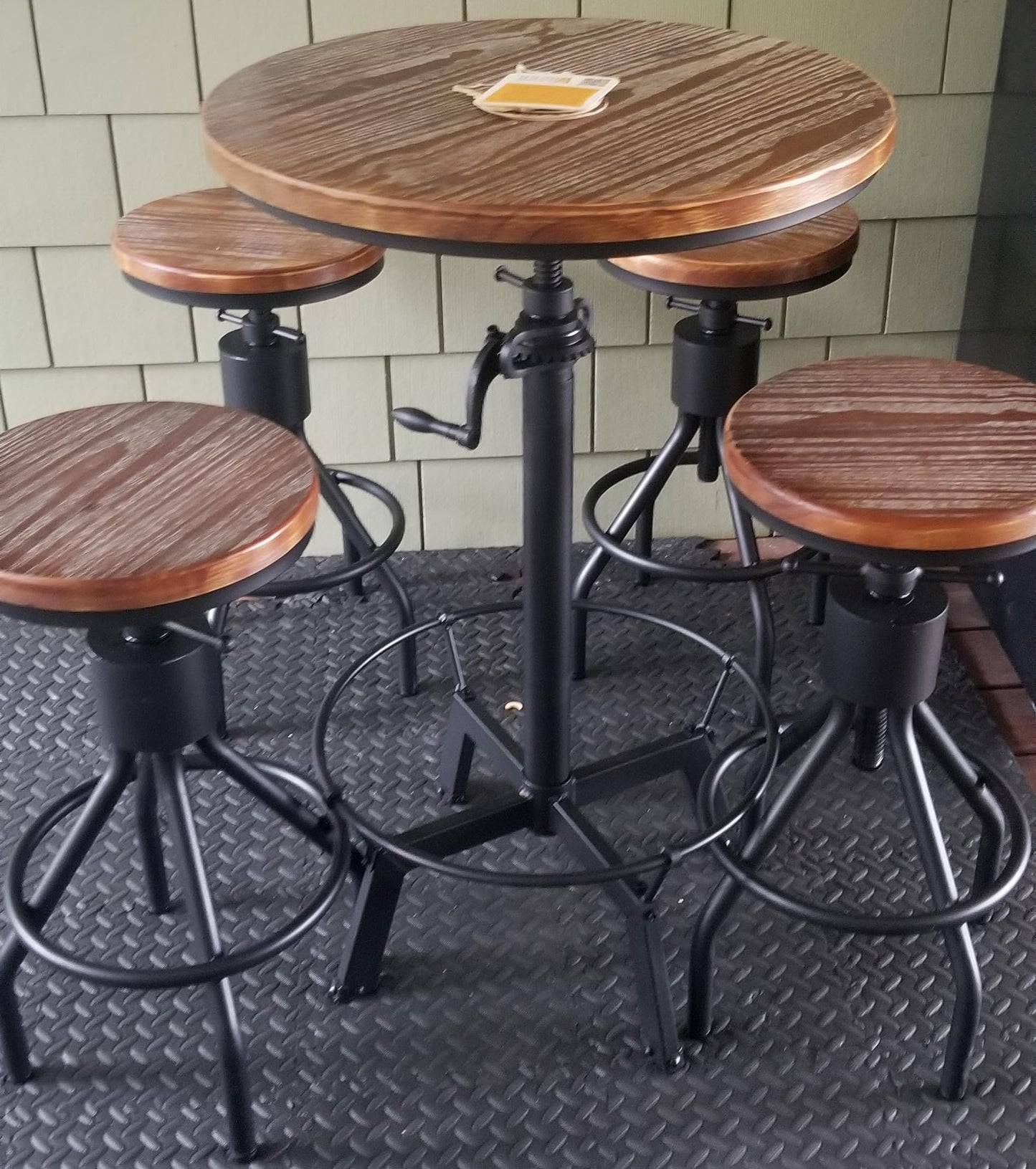 LOKKHAN Set of 2 Industrial Bar Stool-Height Adjustable Swivel Wood and Metal Bar Stool,Farmhouse Stool,Extra Tall Pub Height,23"-29"