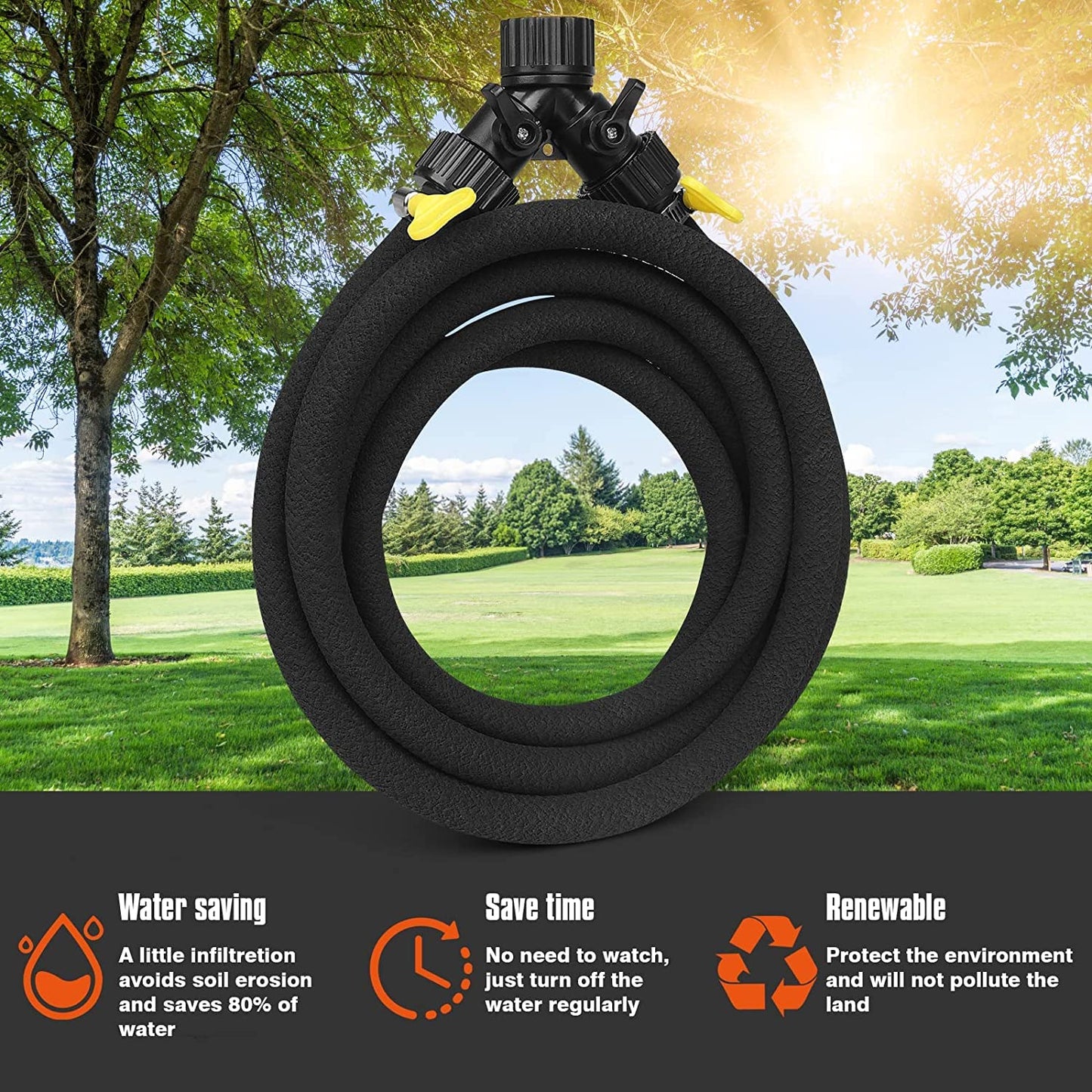 Zixixiz 10FT 1/2-Inch Soaker Hose for Trees, Garden Soaker Hose Ring with Y Splitter,Leak-Resistant Watering System