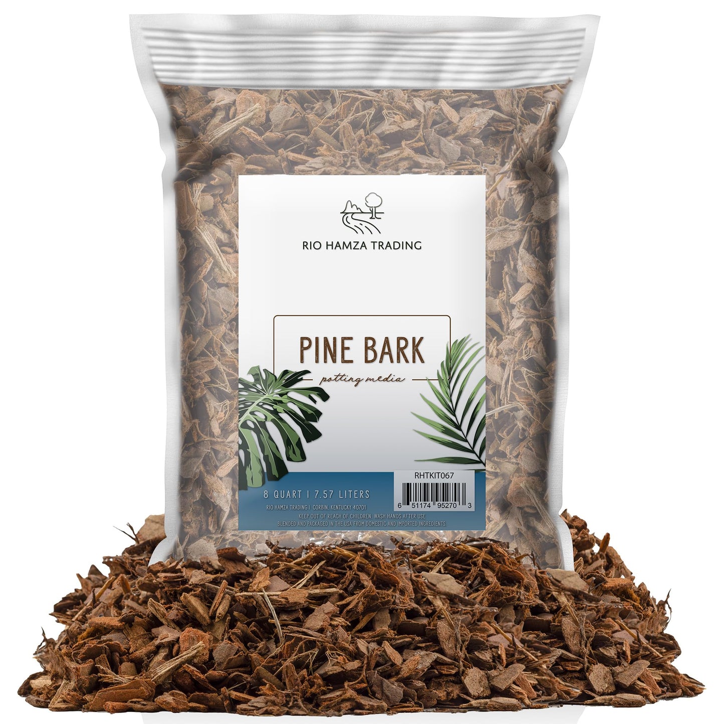 100% Natural Pine Bark Mulch Nuggets (8 Quarts), Small Mulch Chips for Indoor/Outdoor Container Gardening, Ideal for Soil Supplement, Houseplant Mulch