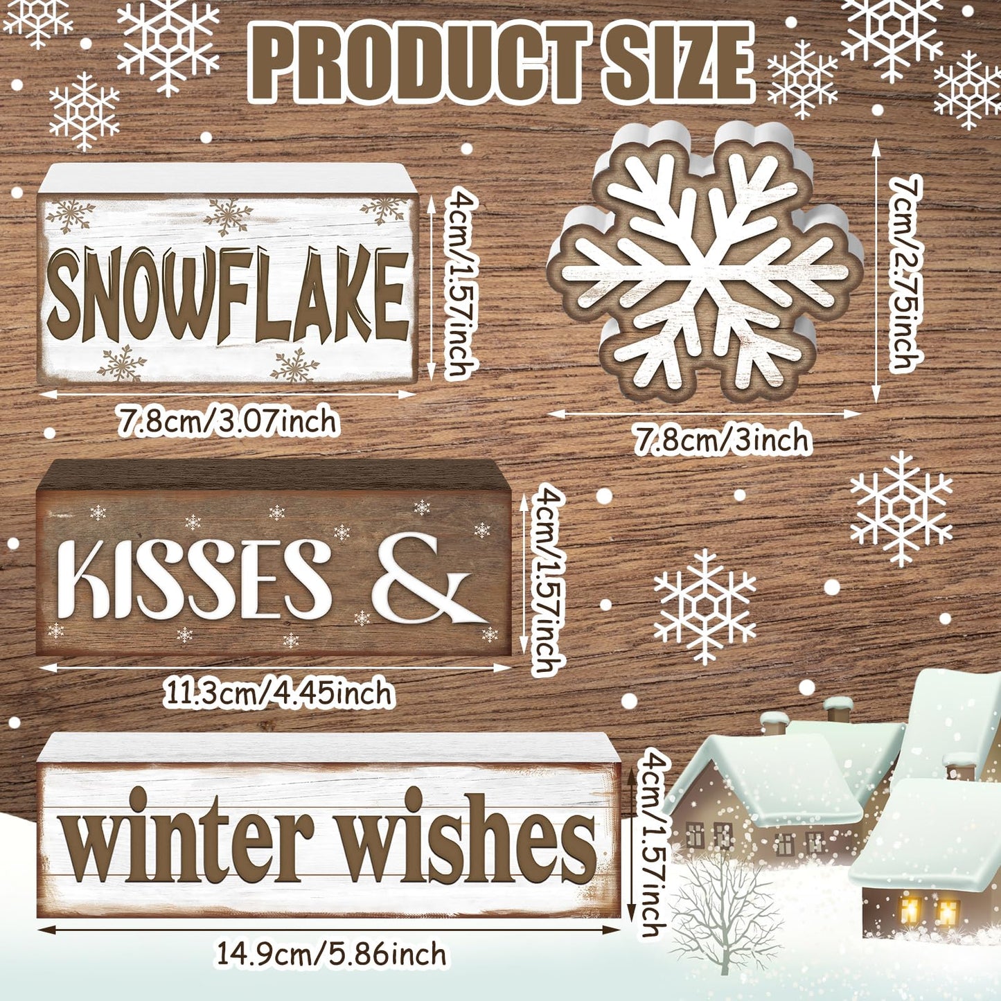 Huquary 4 Pcs Winter Table Decorations Snowflake Tiered Tray Decor Baby It's Cold Outside Sign Christmas Centerpiece Snow Block Signs Table Decor Winter Tabletop Signs(Warm Style)