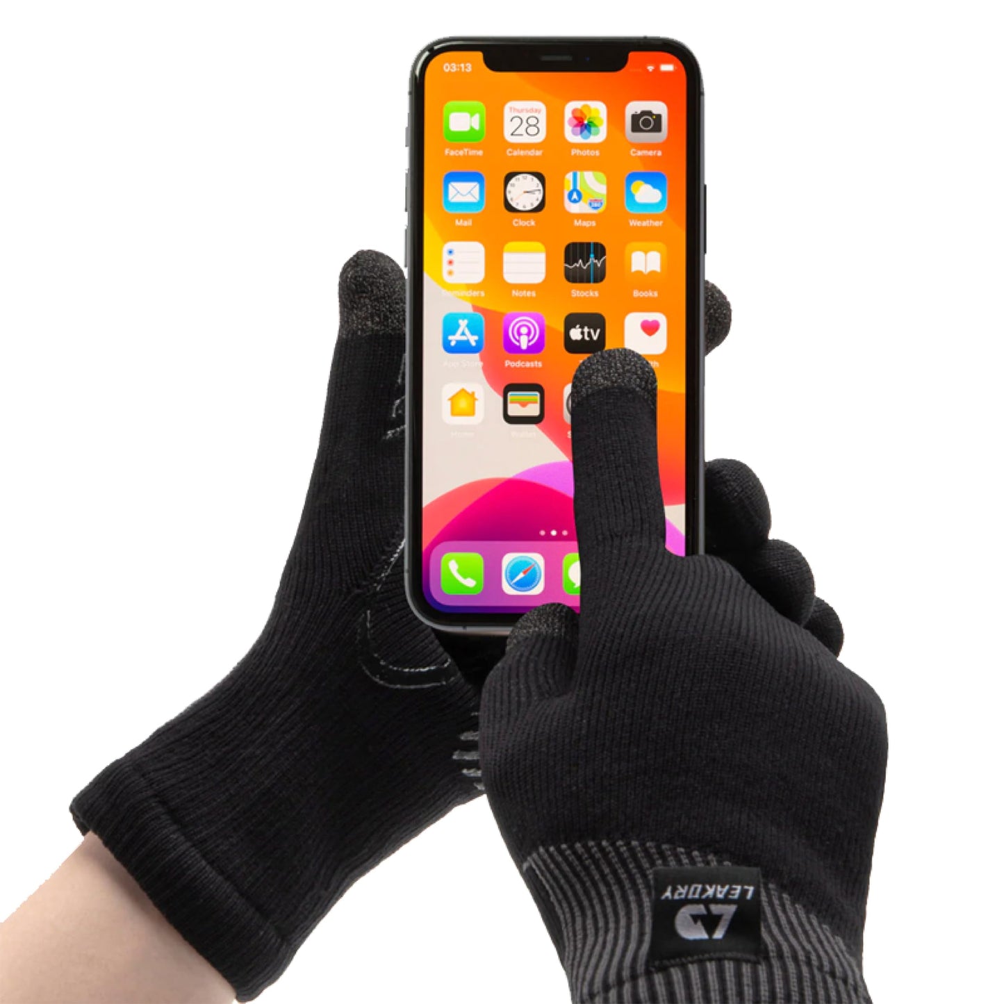 LEAKDRY Waterproof Merino Wool Touchscreen Gloves,3-Layer Inusulated Thermal Winter Gloves,Windproof for Hiking Skiing Unisex (Black, S)
