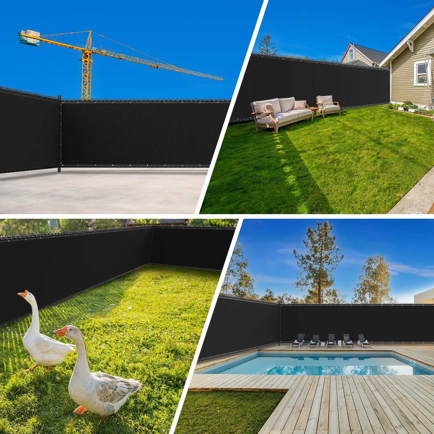 Patiobay 4X50FT Privacy Screen Fence, Heavy Duty Fencing Shade Cover, 170GSM 90% Blockage Mesh Shade Net for Wall Garden Yard Backyard (4 ft X 50 ft, Black)