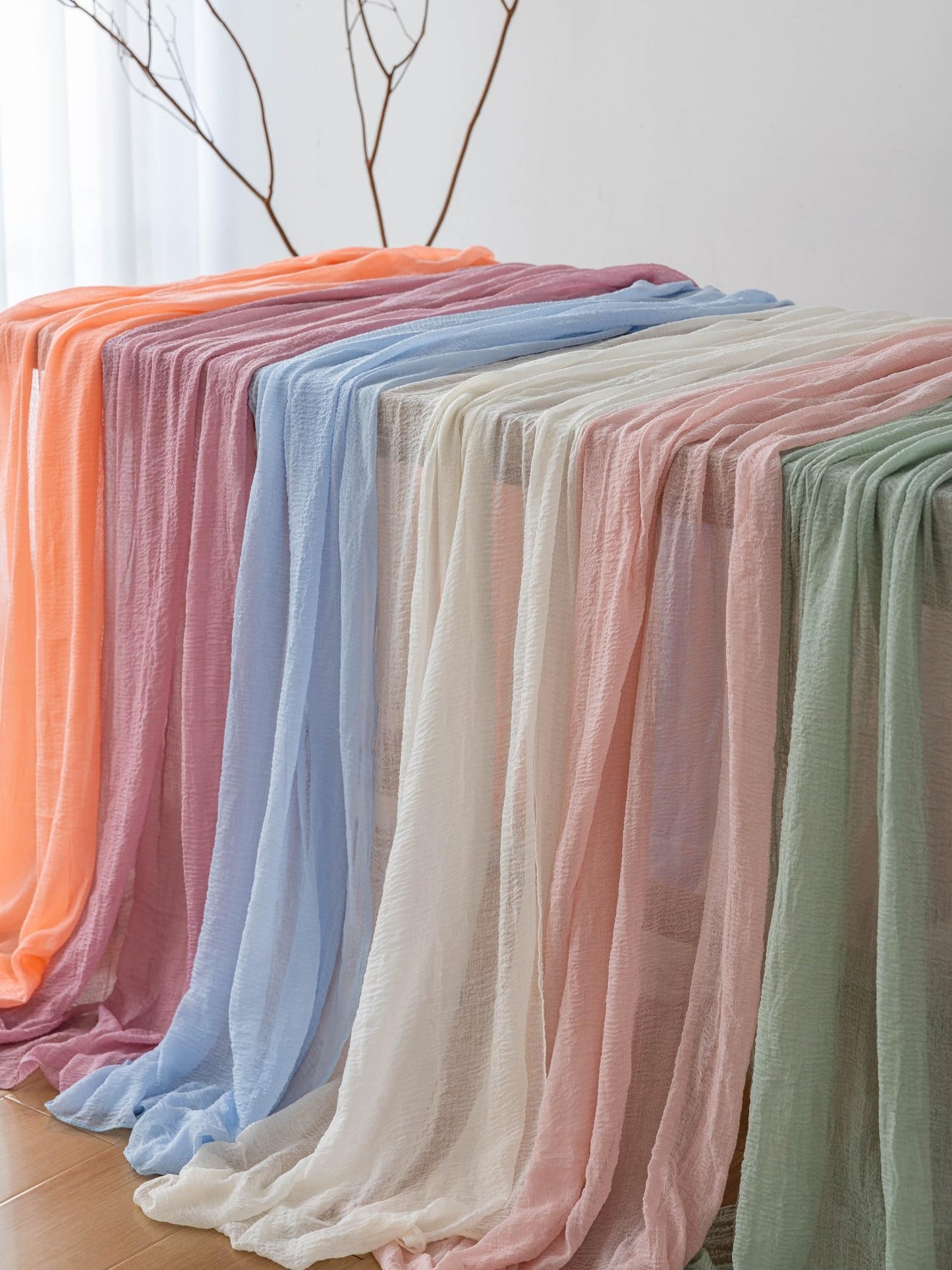 Keketoarrange Sage Green Table Runner Easter Decor Cheesecloth 120 Inch 10 FT Rustic Boho Cheese Cloth Runner for Wedding Baby Shower Bridal Shower Sheer Gauze Centerpiece Spring Home Decorations