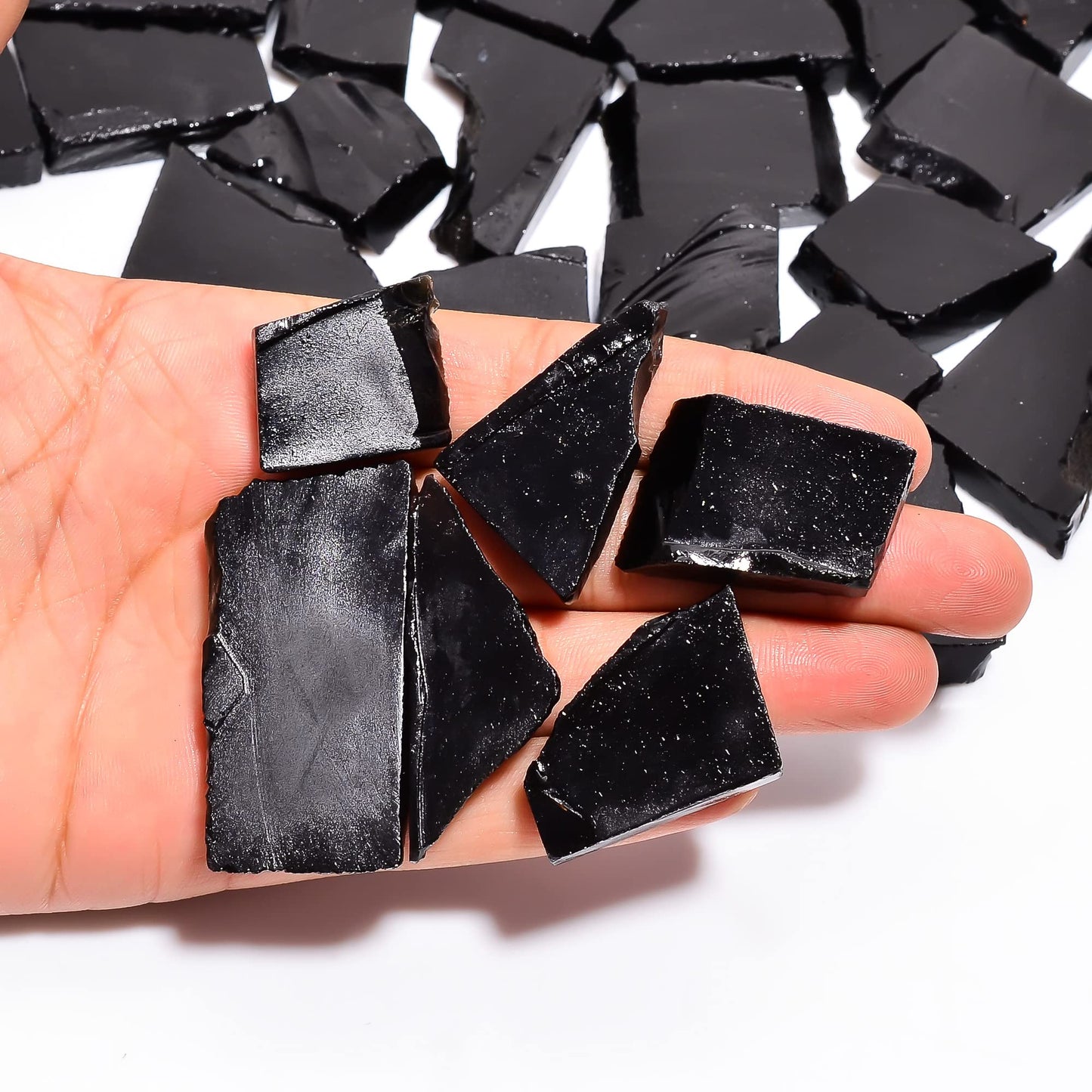 Natural Black Tourmaline Raw Slice Gemstone - Healing Crystals for DIY Jewelry Making -Loose Natural Cabochon -Perfect for Crafting Unique Jewelry Designs (5 pcs, 25-35 mm)