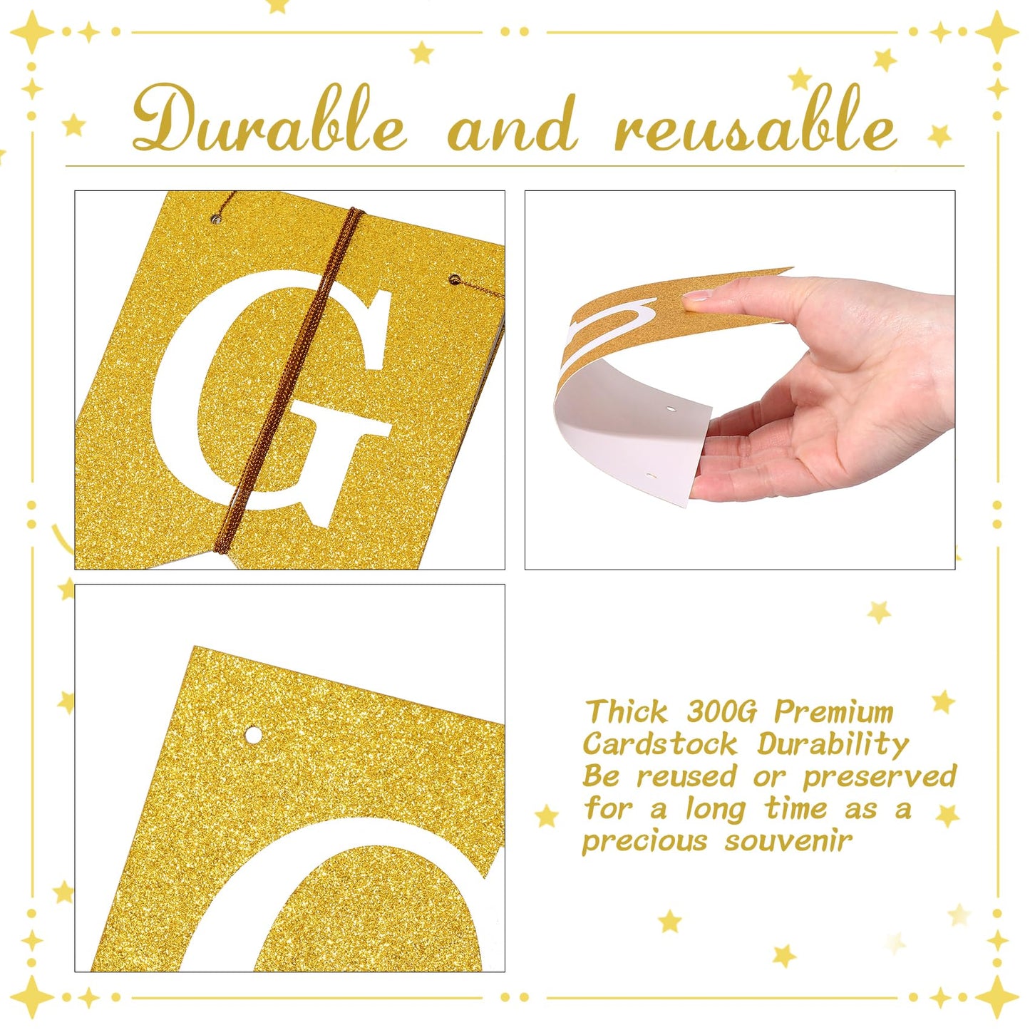 Pre-Strung Congrats Grad Banner - Glitter Graduation Party Decorations 2026, Large No DIY Class of 2026 Sign for High School College Masters Nursing Party Supplies, Sturdy Swallowtail Bunting (Golden )