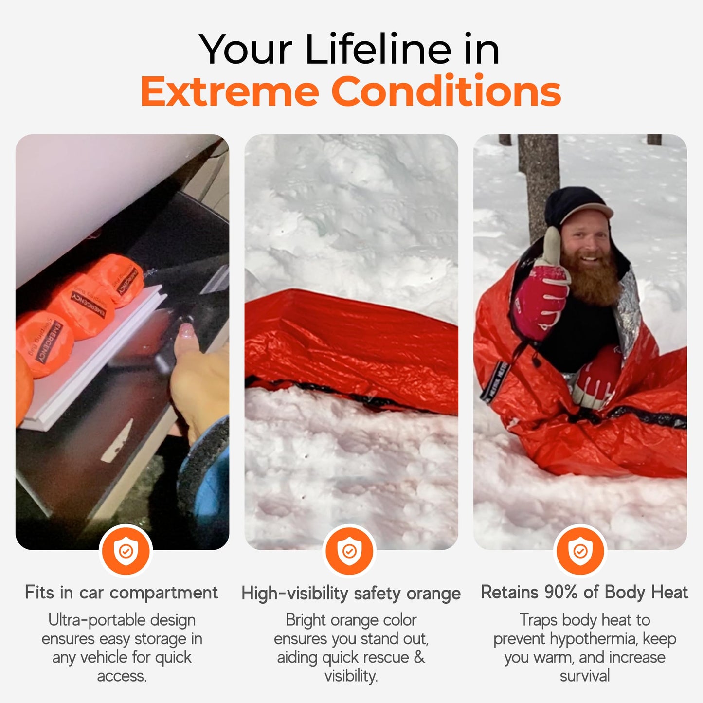 Sierra Madre Emergency Sleeping Bag – Ultralight, Waterproof Mylar Thermal Bivy Sack Tent for Hiking, Bug-Out Bags, Survival Kits – Emergency Survival Space Blanket for Heat Retention 10 Pack