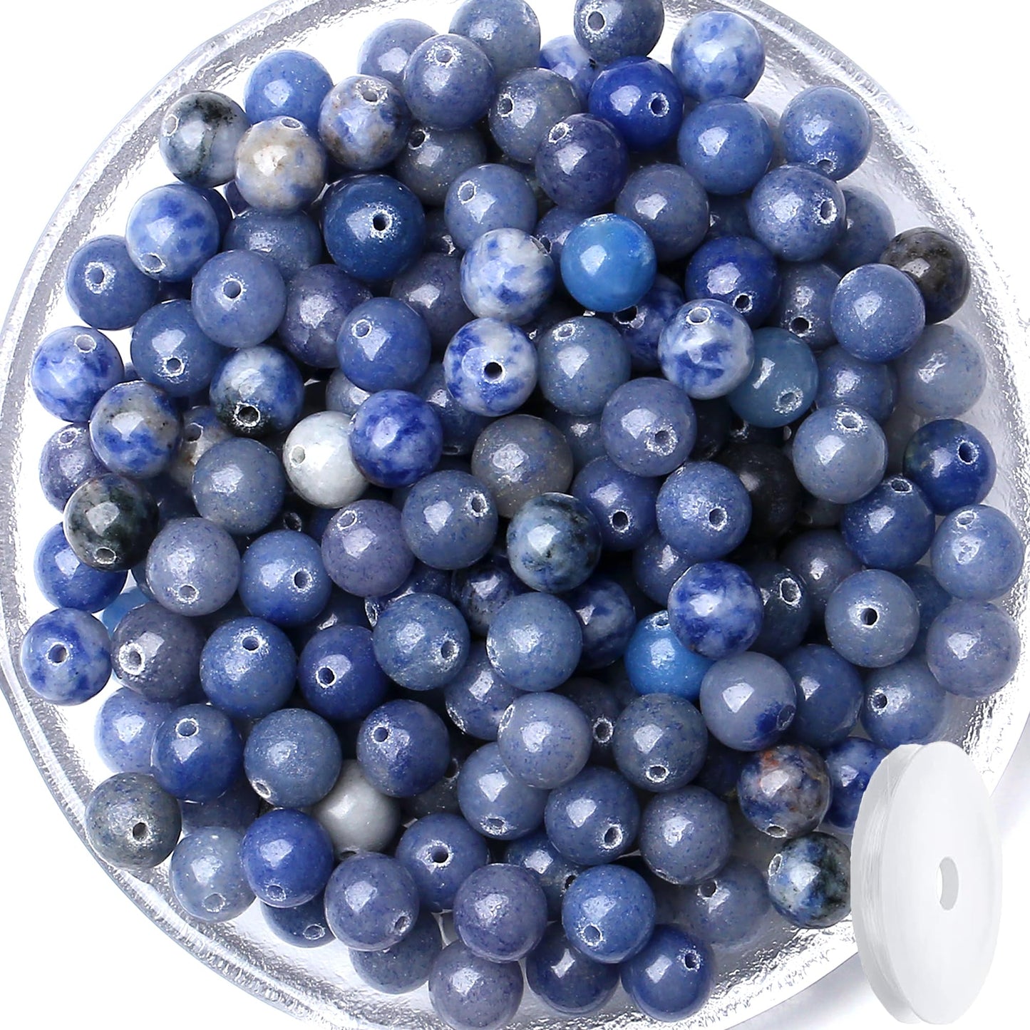 QINJIEJIE 100PCS Blue Aventurine Beads 8mm Natural Stone Beads Round Loose Gemstone Bead for Bracelet Beading Crystal Jewelry Making DIY Necklace Earrings 0.32"