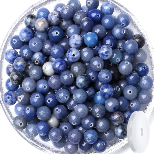 QINJIEJIE 100PCS Blue Aventurine Beads 8mm Natural Stone Beads Round Loose Gemstone Bead for Bracelet Beading Crystal Jewelry Making DIY Necklace Earrings 0.32"