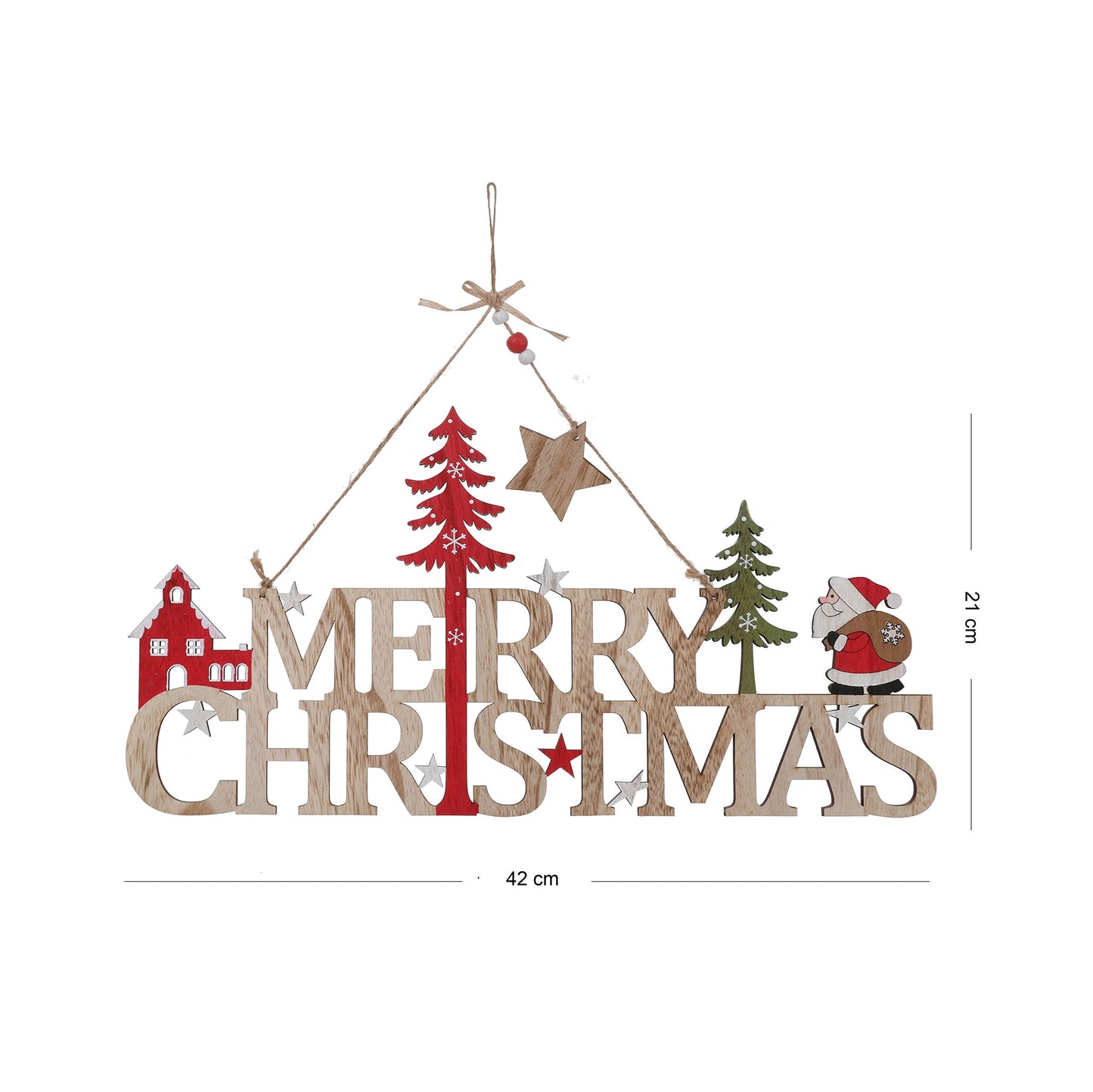 Wooden Merry Christmas Signs (16.5 Inch Santa)