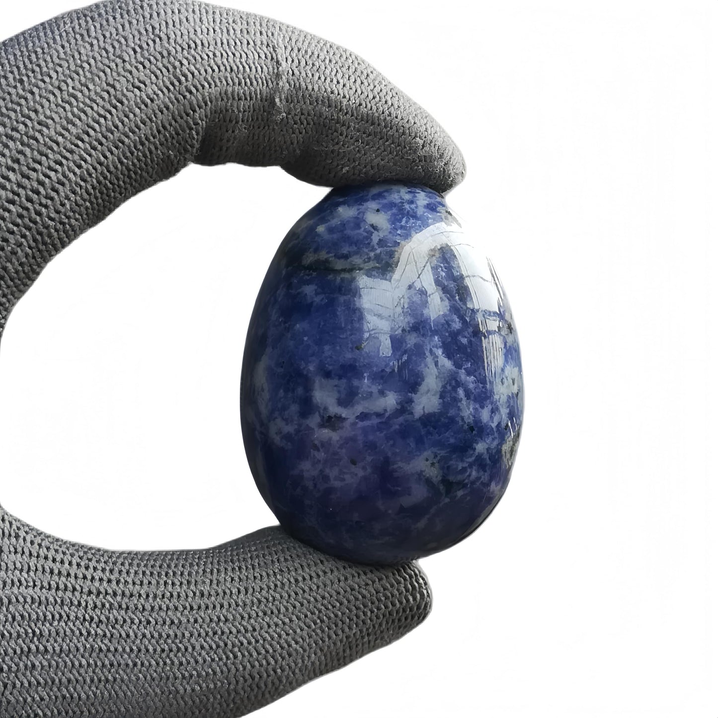 Sunshcat Natural Sodalite Egg Shaped Meditation Chakra and Home Decor Balance Crystals and Healing Stones Statue Set,35 * 50mm Easter and Thanksgiving Gift,with Wooden Bracket