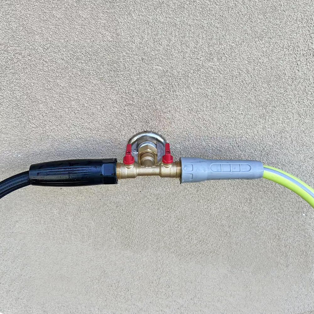 3/4" hose splitter 2 way water splitter male connectors allows you to run 2 hoses, hose quick connectors, hose spigot