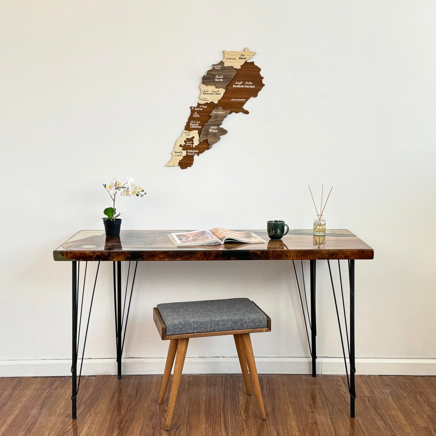 3D Lebanon Wooden Country Map Wall Art, Wooden Wall Art of Lebanon, Traveler Wall Decor with Pins, Ideal for Home, Office, Housewarming Gift for Lebanese (35.4" x 29.1"| 90 x 74 cm)