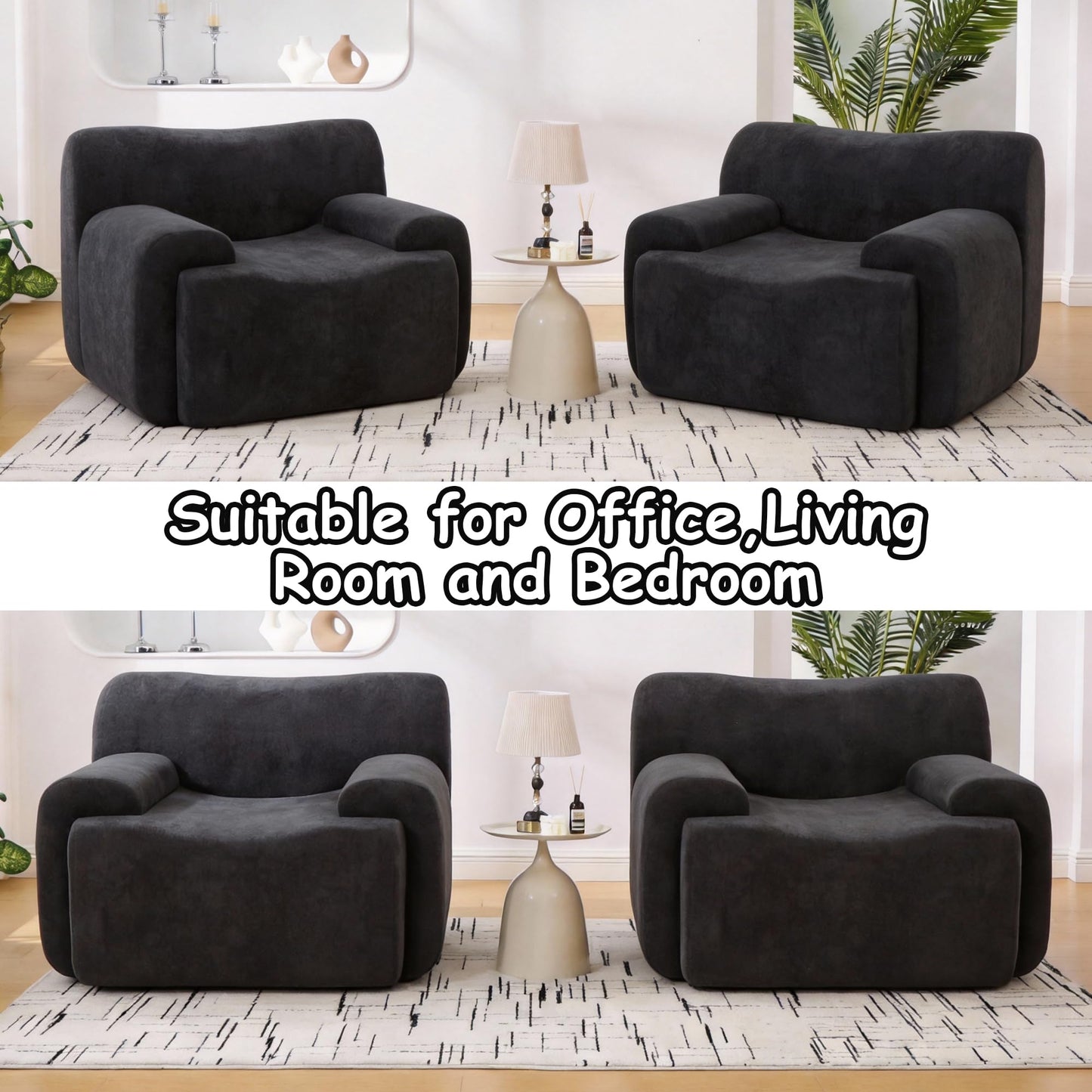 FASADI Oversized Accent Chair - 42" Boneless Chenille Single Sofa Chair for Living Room, Cloud Armchair Foam & Spring Couch for Living Room, Bedroom, Office. Reading, No Assembly