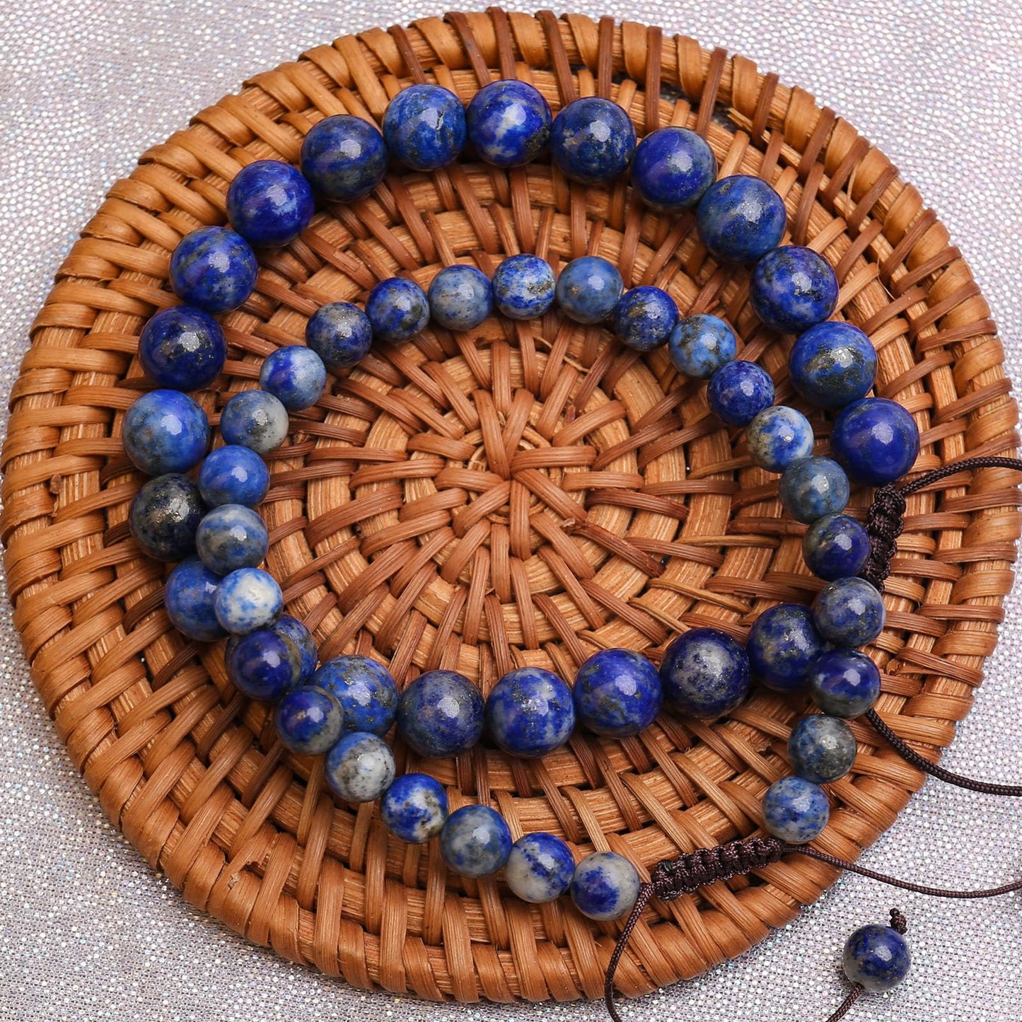 BONNY BOXX Braided Genuine 4mm Lapis Lazuli - Stone of Wisdom - Bracelet, Elegant Handcrafted Natural Gemstone Crystal Bracelet Healing Power Energy Inspirational Gifts with Card for Unisex